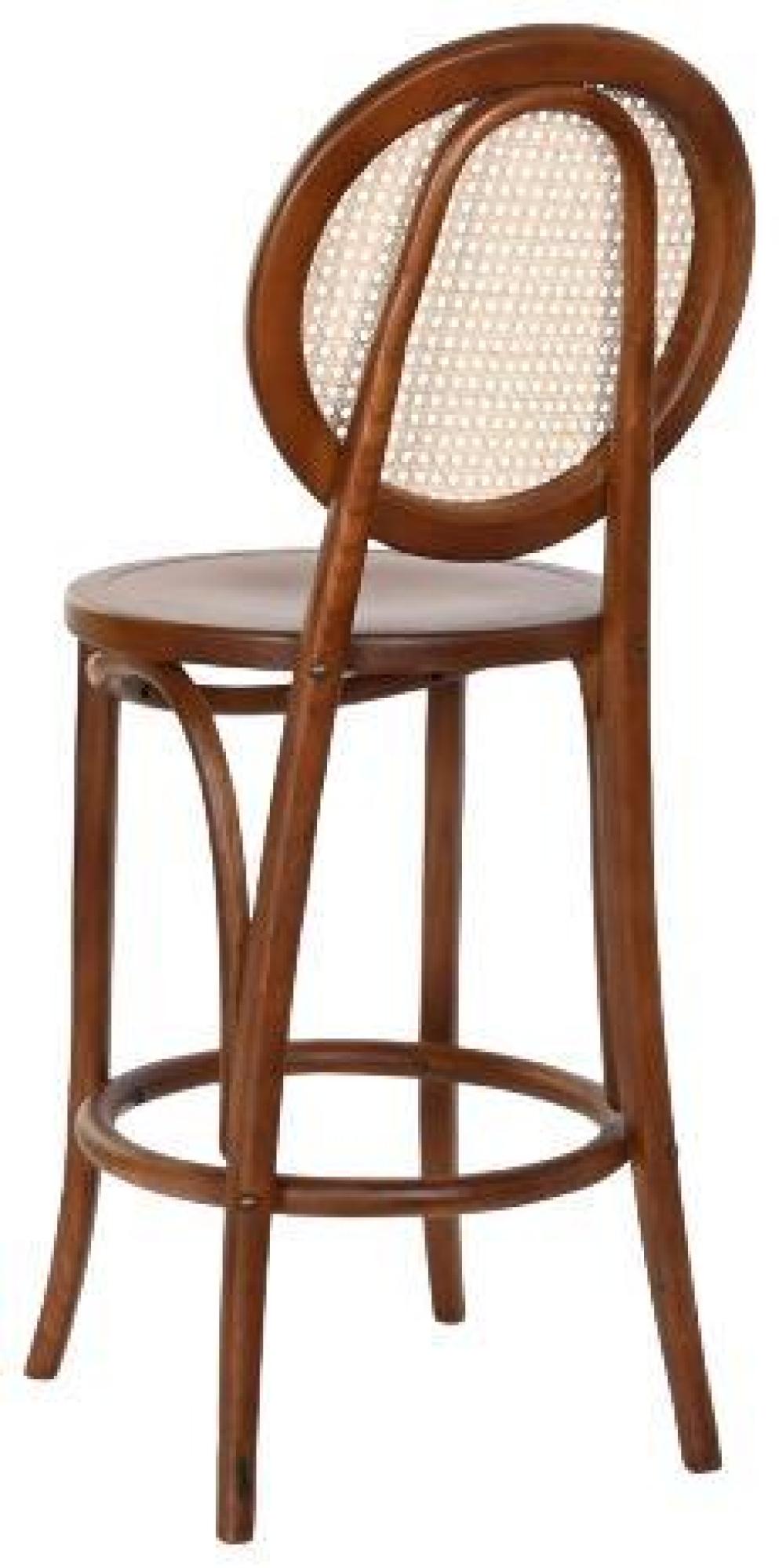 Product photograph of Vintage Brown Elm Wood And Rattan Rack Barstool With Back from Choice Furniture Superstore.