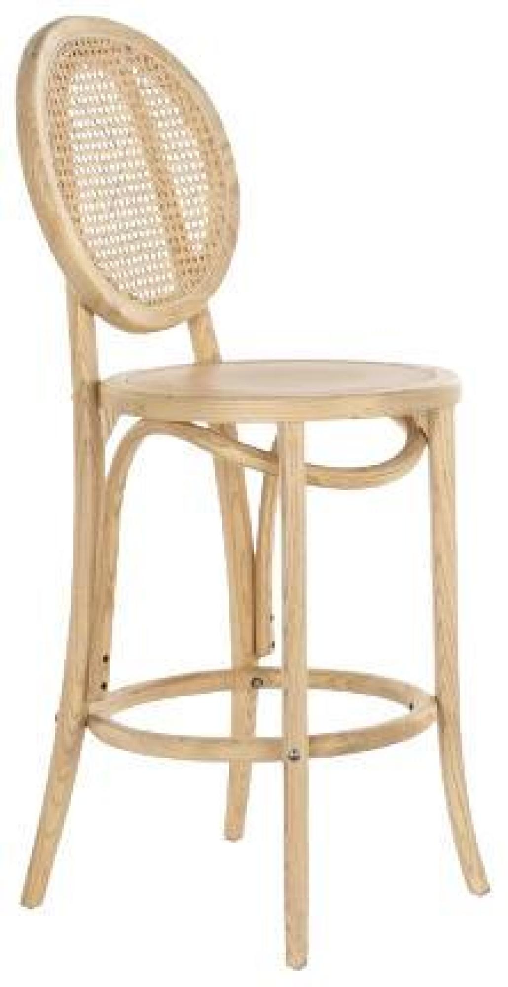 Product photograph of Vintage Natural Elm Wood And Rattan Barstool With Back from Choice Furniture Superstore.