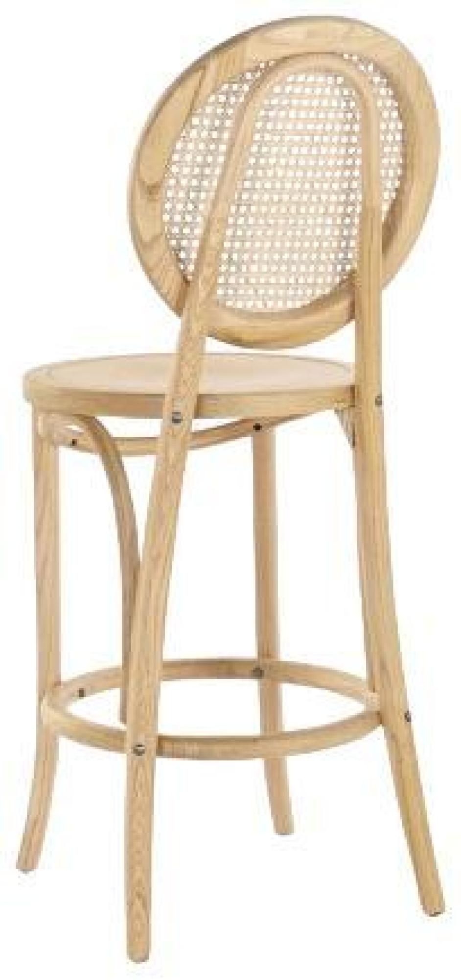 Product photograph of Vintage Natural Elm Wood And Rattan Barstool With Back from Choice Furniture Superstore.