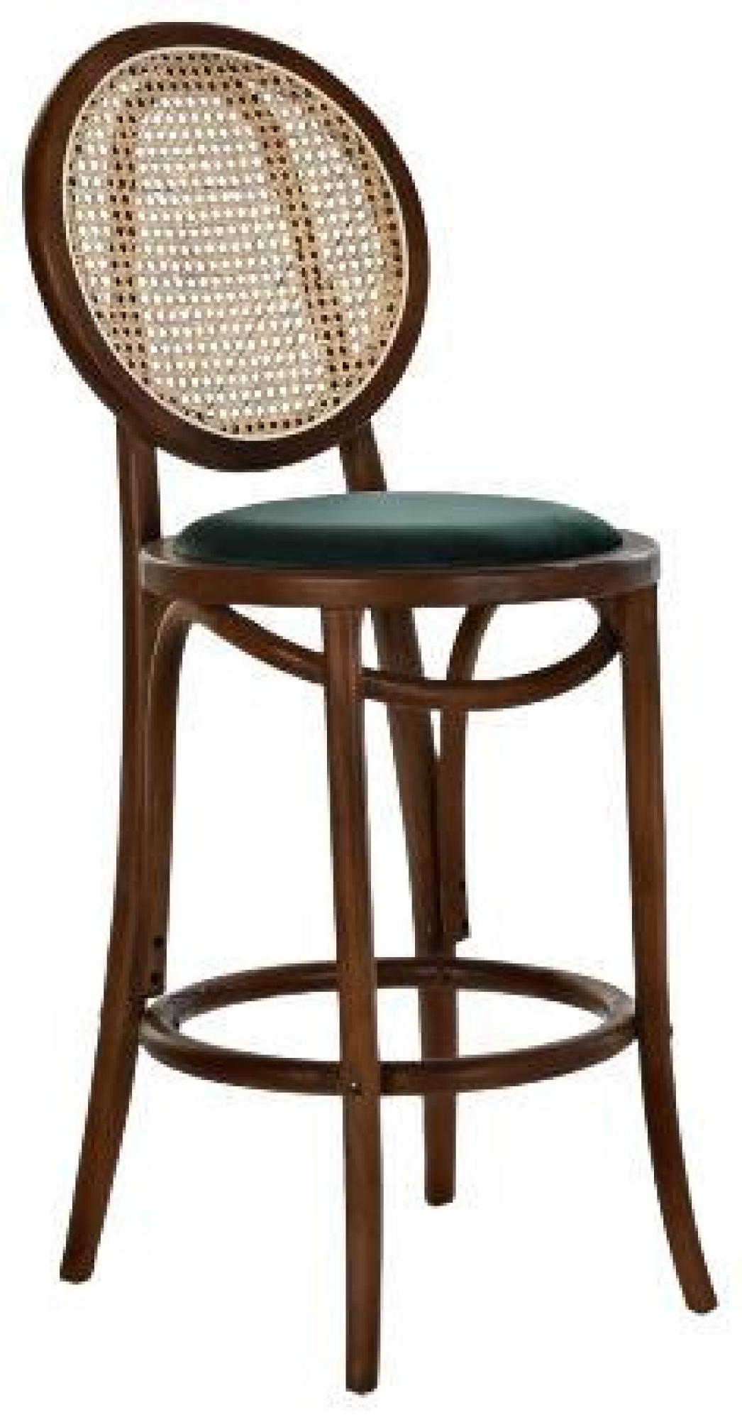 Product photograph of Vintage Dark Brown Elm Wood And Rattan Barstool With Back from Choice Furniture Superstore.