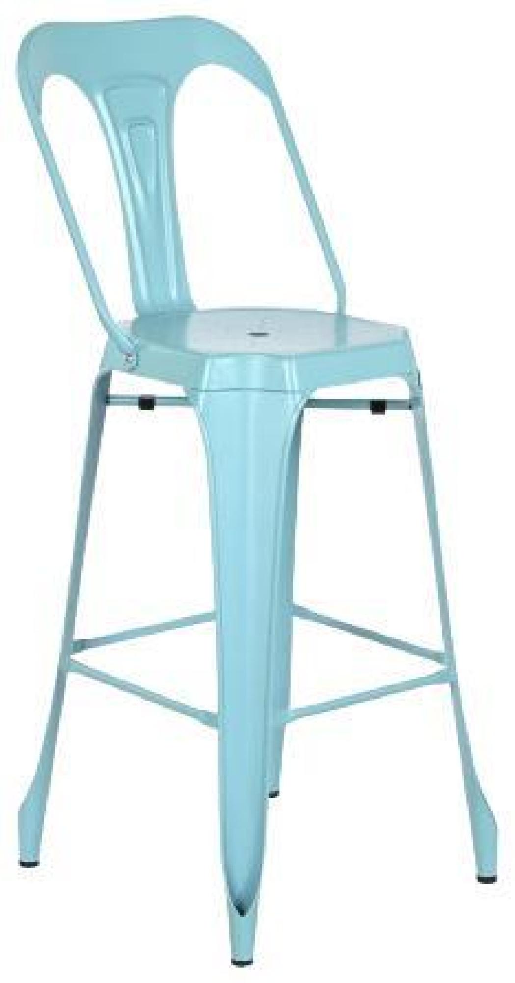 Product photograph of 2 X Tolix Style Industrial Light Blue Metal Barstool With Back from Choice Furniture Superstore.