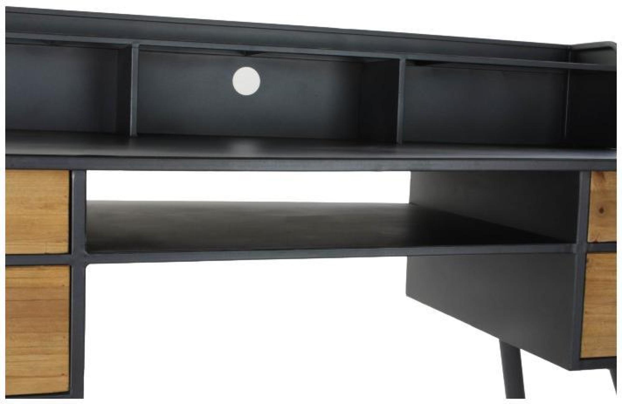 Product photograph of Indo Industrial Style Black Metal 4 Drawer Desk from Choice Furniture Superstore.