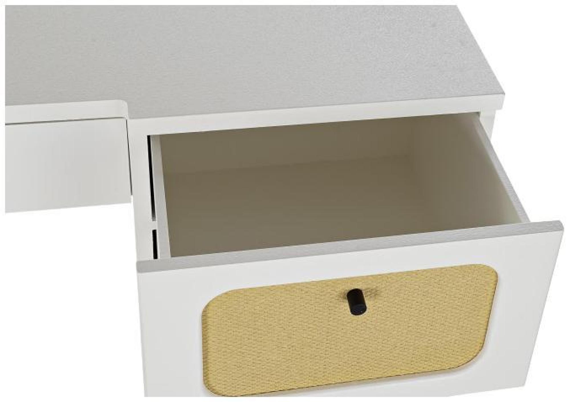 Product photograph of Ranchi White And Rattan Writing Desk from Choice Furniture Superstore.