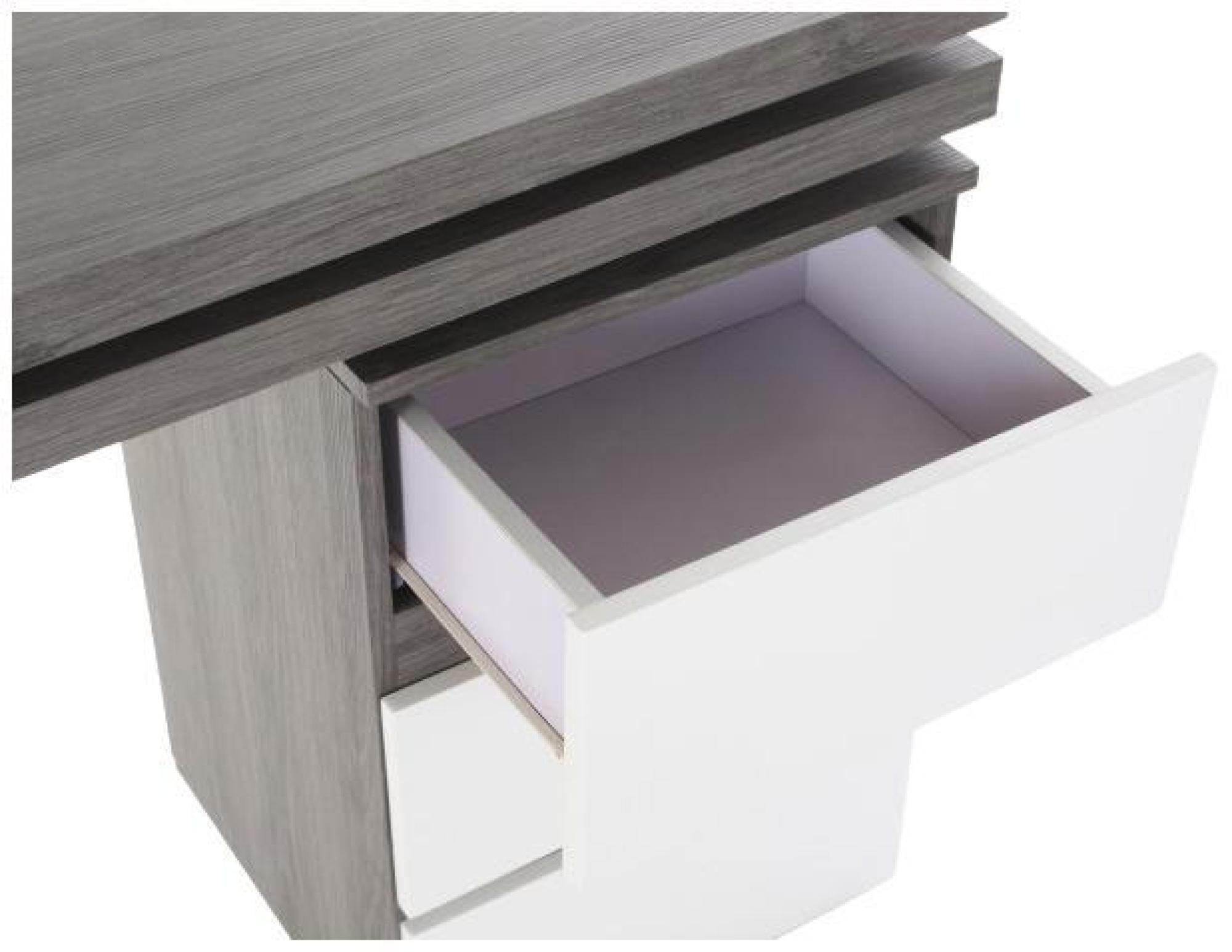 Product photograph of Scandi Grey And White Wood 3 Drawer Desk from Choice Furniture Superstore.