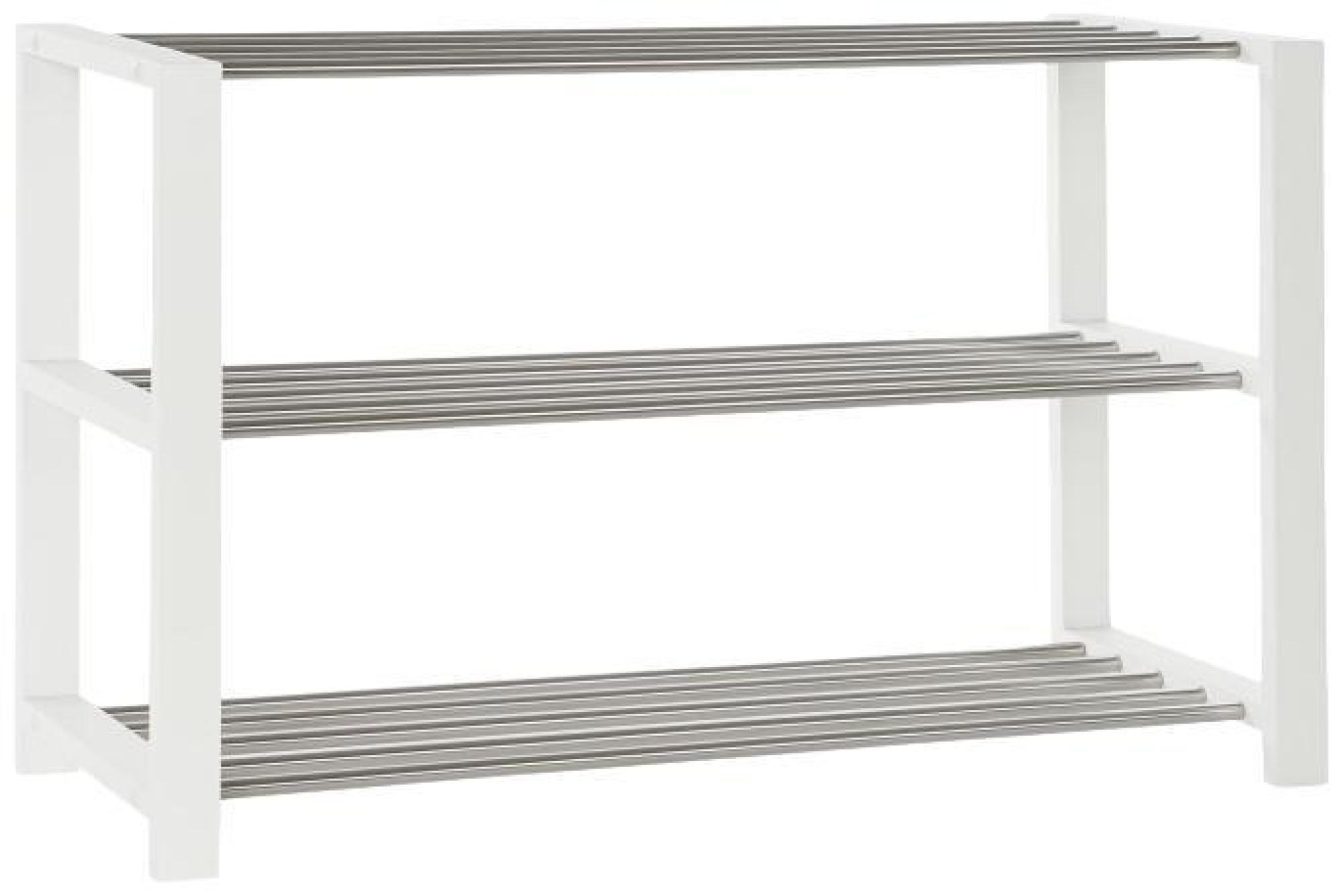 Product photograph of Basics White And Silver Shoe Rack from Choice Furniture Superstore.