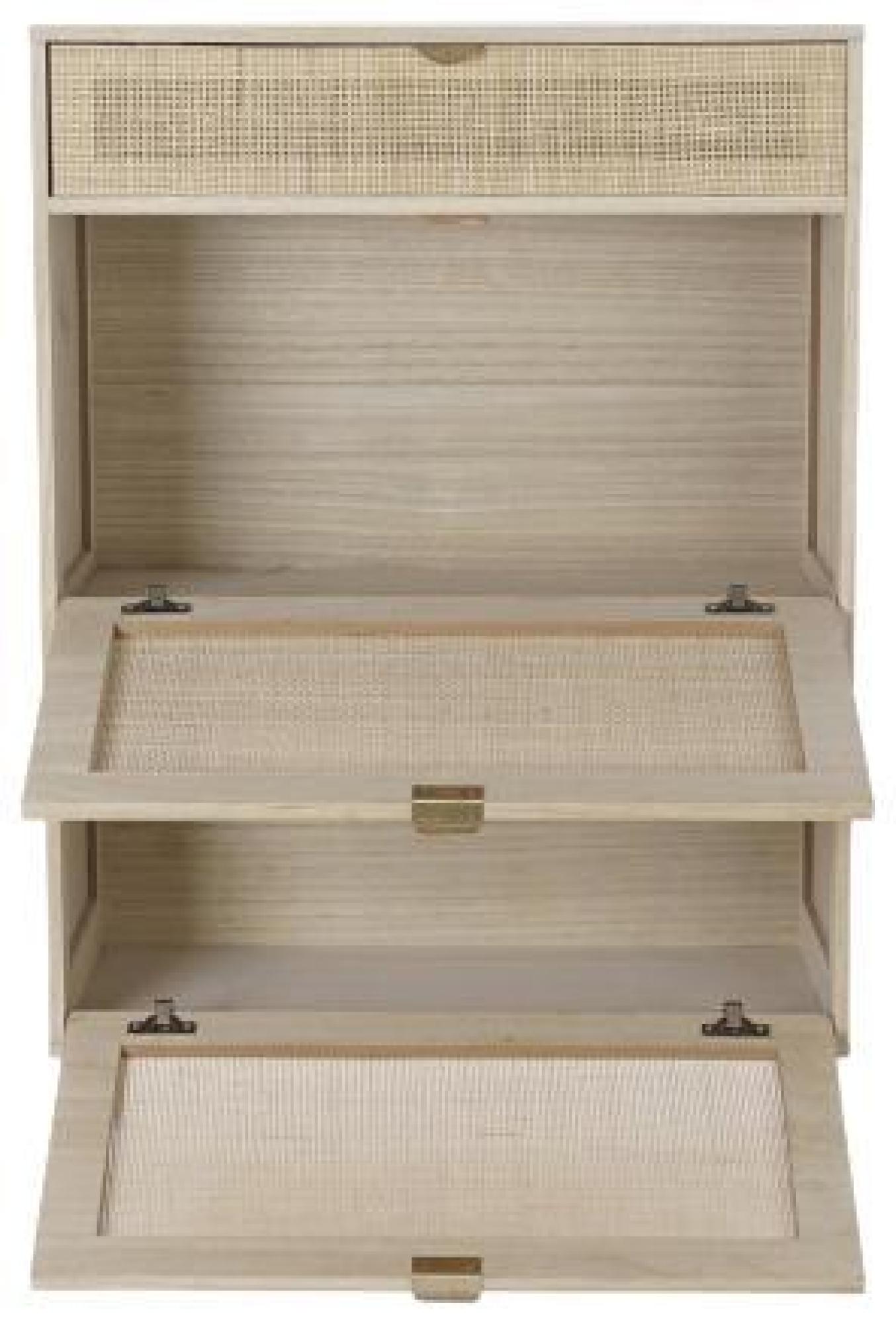 Product photograph of Natural Wood 2 Door 1 Drawer Shoe Cupboard from Choice Furniture Superstore.