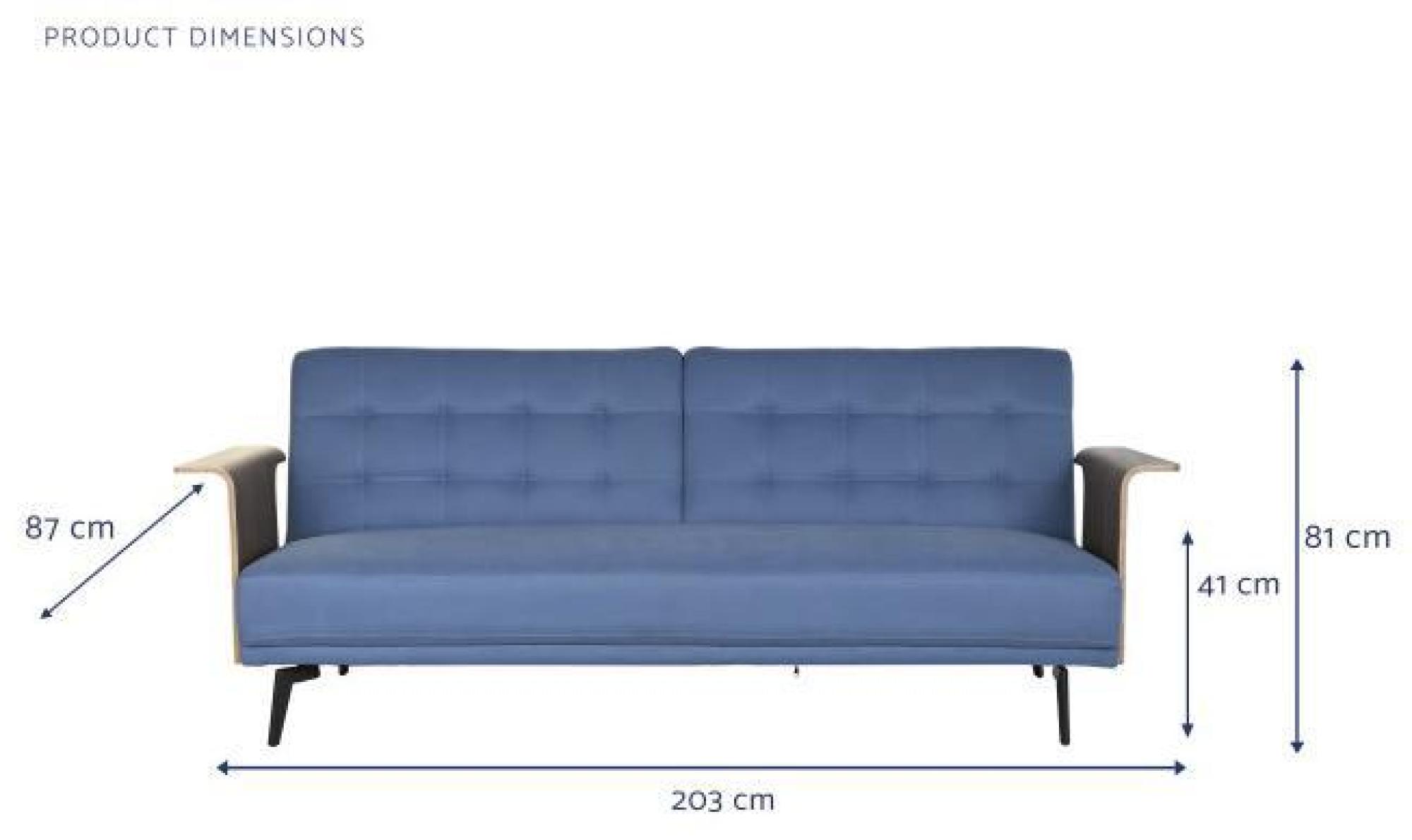 Product photograph of Blue Fabric 3 Seater Click Clack Sofabed from Choice Furniture Superstore.