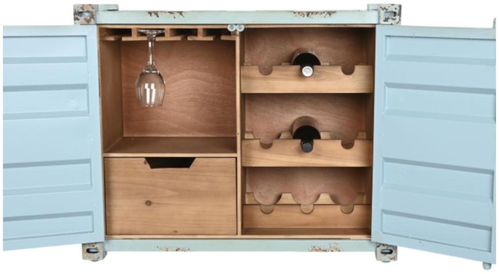 Product photograph of Sky Blue Metal 2 Door Bar Cabinet from Choice Furniture Superstore.