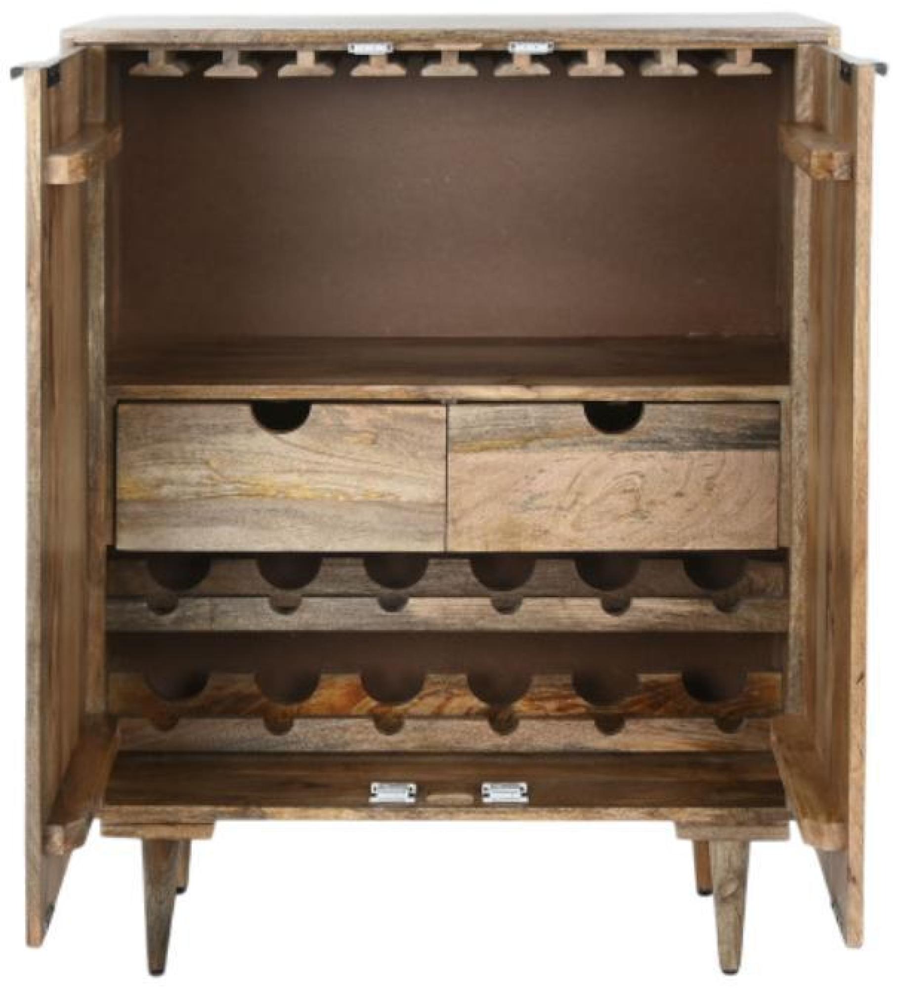 Product photograph of Guna Mango Wood White Geomatric Printed 2 Door Bar Cabinet from Choice Furniture Superstore.