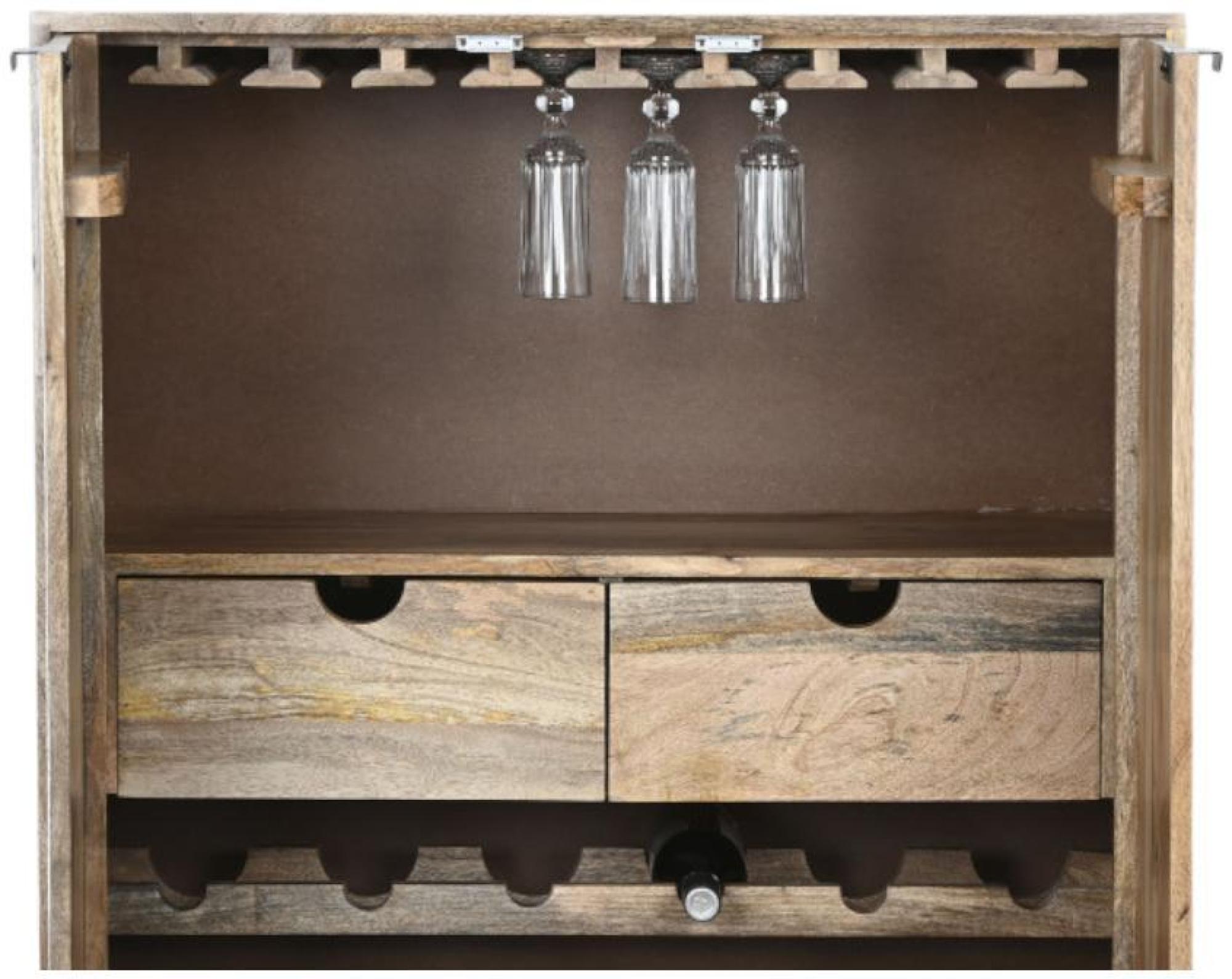 Product photograph of Guna Mango Wood White Geomatric Printed 2 Door Bar Cabinet from Choice Furniture Superstore.