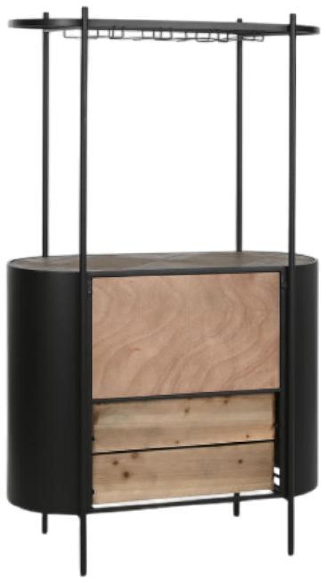 Product photograph of Black And Natural Wood Bottle Rack from Choice Furniture Superstore.