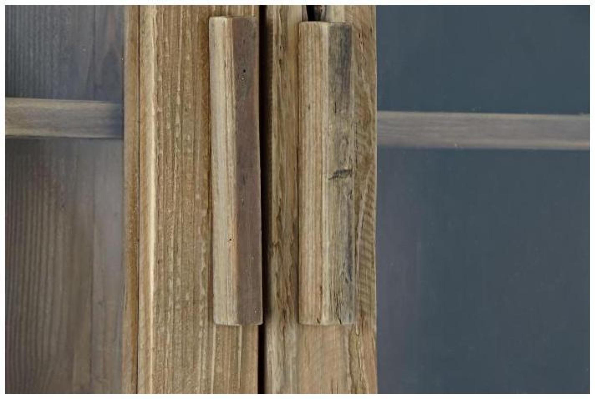 Product photograph of Redan Recycled Wood 2 Door Display Cabinet from Choice Furniture Superstore.