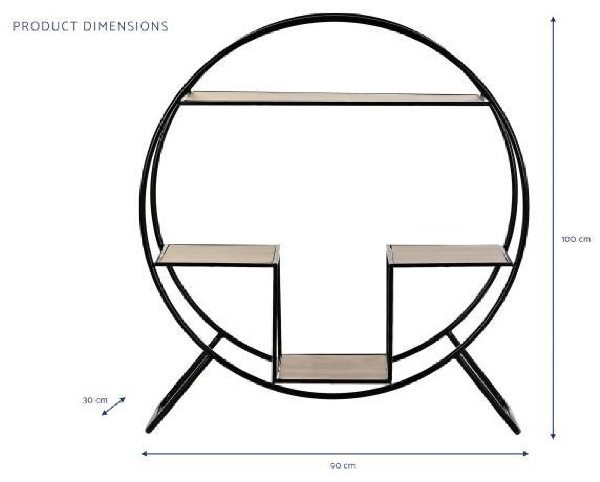 Product photograph of Loft Wooden And Black Metal Frame Round Open Bookshelf from Choice Furniture Superstore.