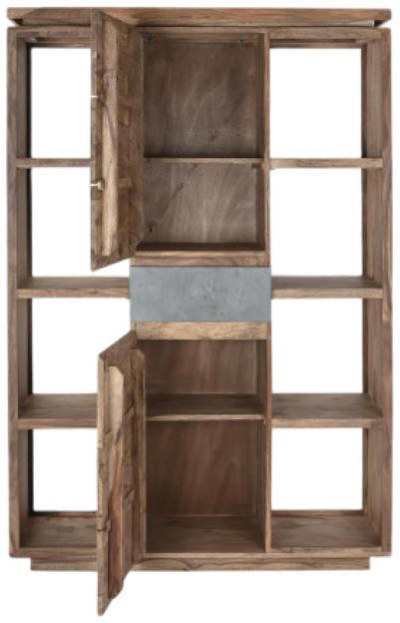 Product photograph of Natural Sheesham 2 Door 1 Drawer Bookcase from Choice Furniture Superstore.