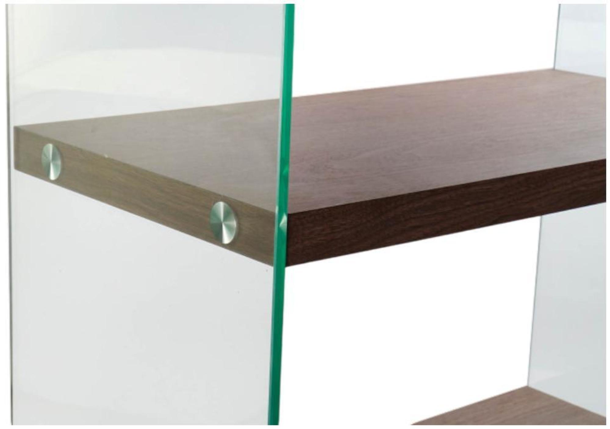 Product photograph of New York Walnut Effect And Glass Open Shelving Unit from Choice Furniture Superstore.