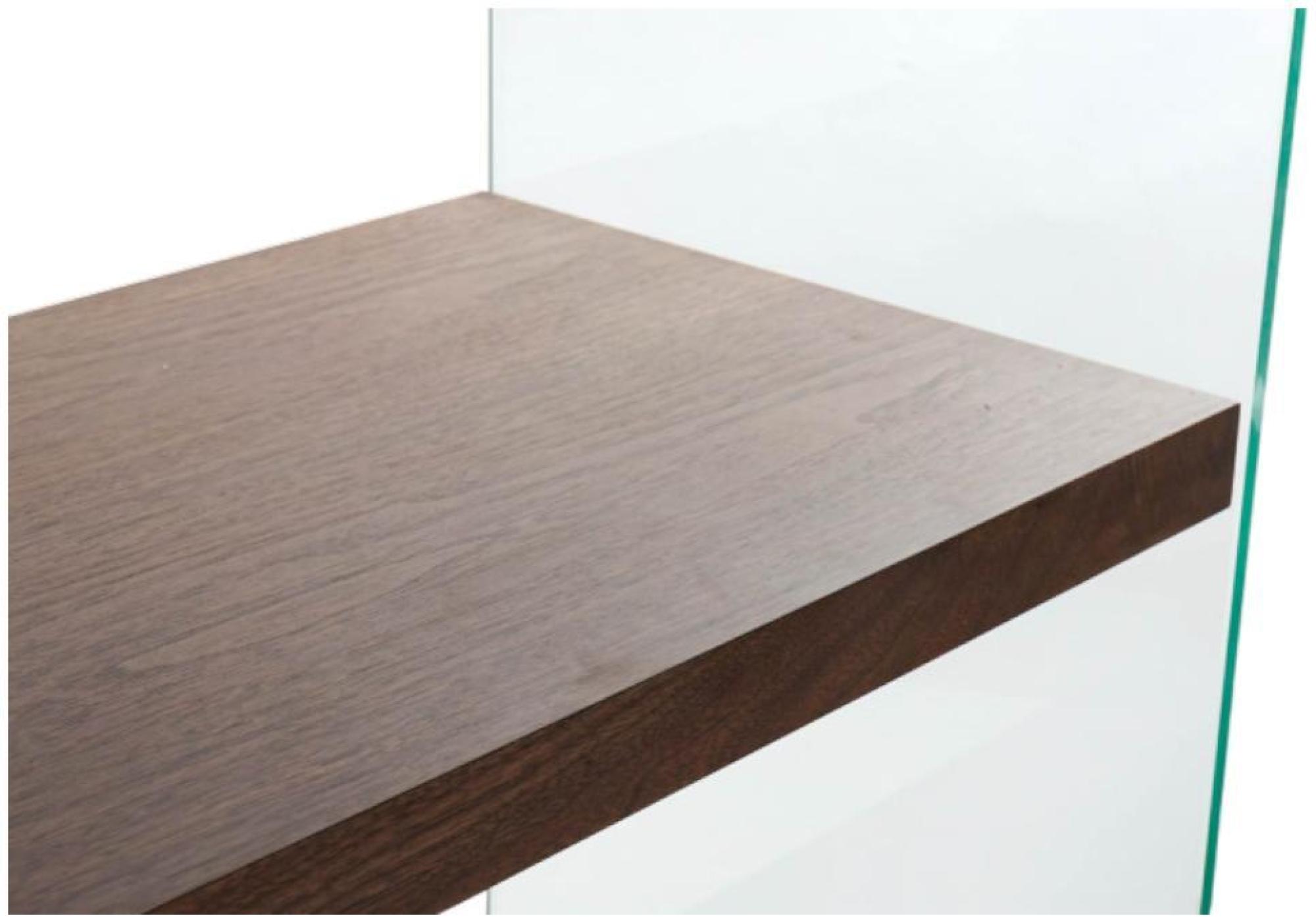 Product photograph of New York Walnut Effect And Glass Open Shelving Unit from Choice Furniture Superstore.