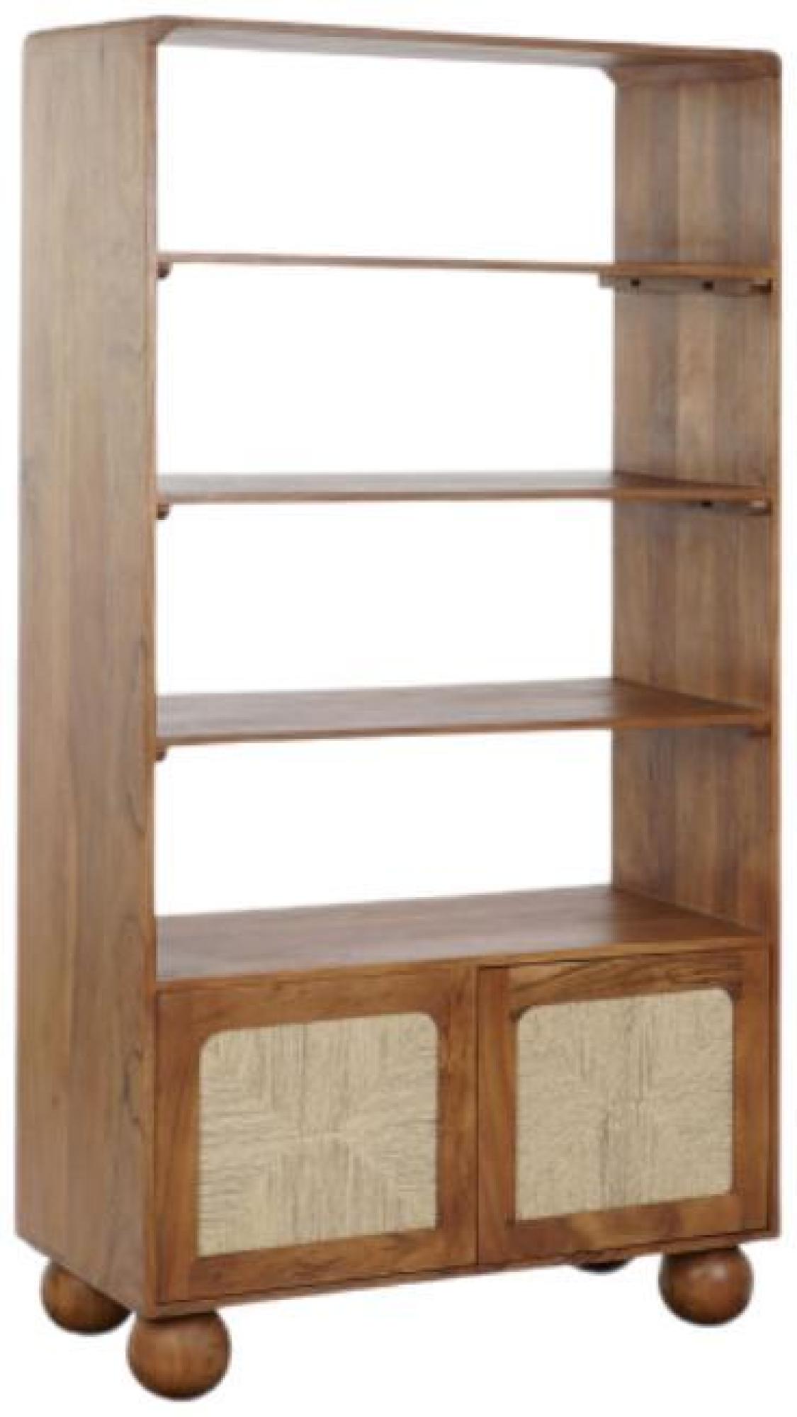 Product photograph of Modern Dark Brown Rattan 2 Door Bookcase from Choice Furniture Superstore.