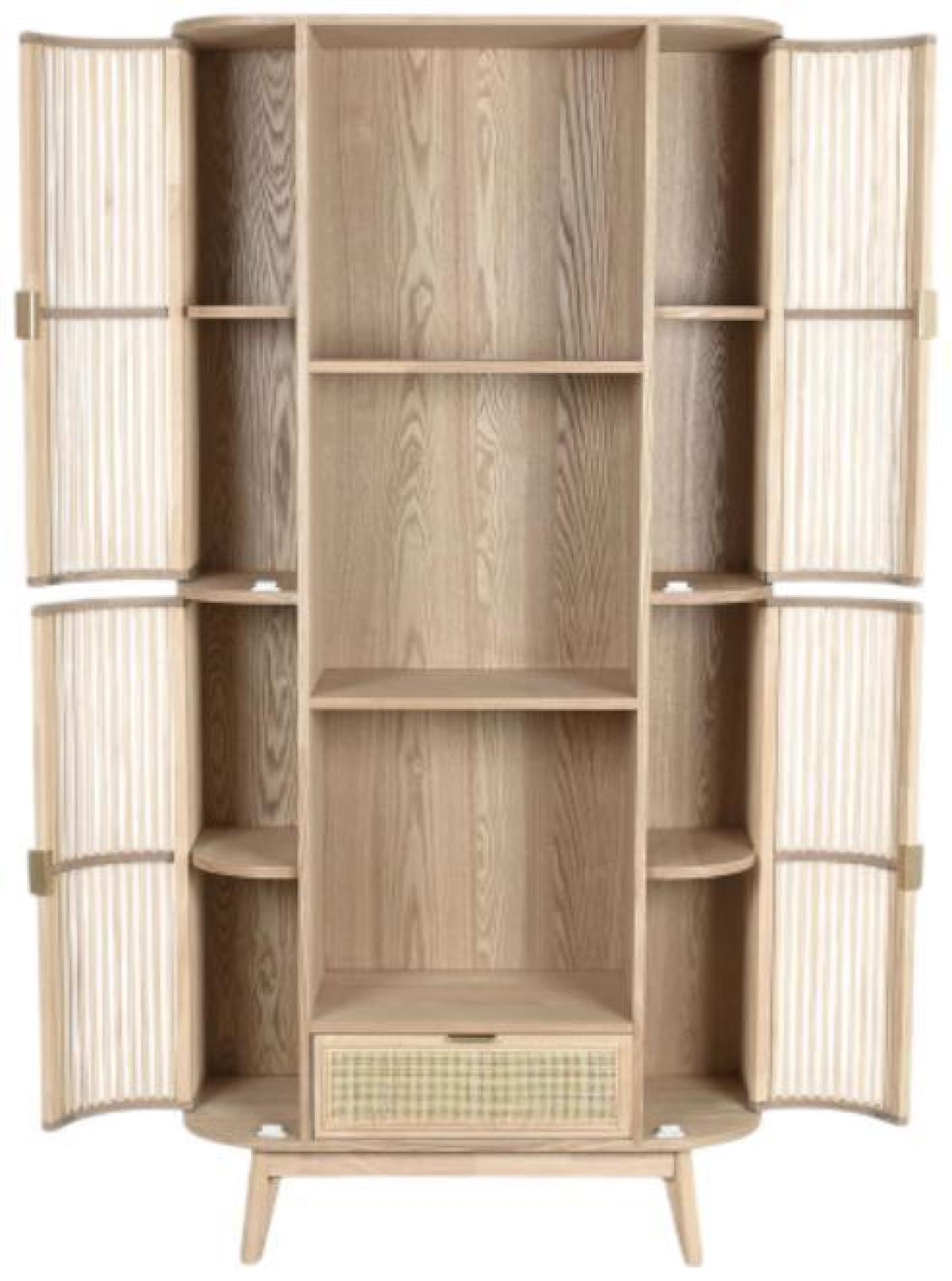 Product photograph of Scandi Natural Rattan Display Cabinet from Choice Furniture Superstore.