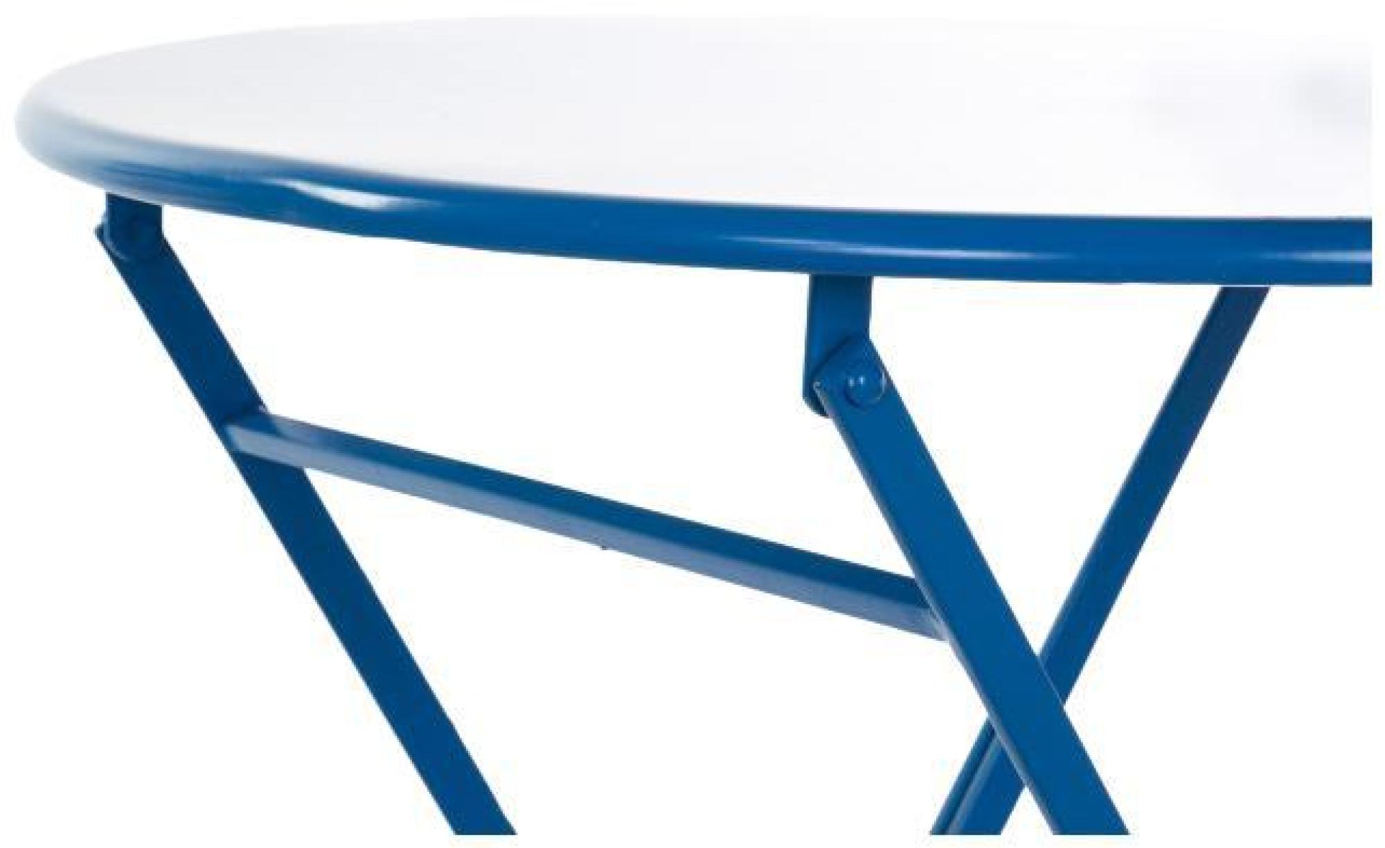 Product photograph of Blue Metal Folding Round Dining Set With 2 Chairs from Choice Furniture Superstore.