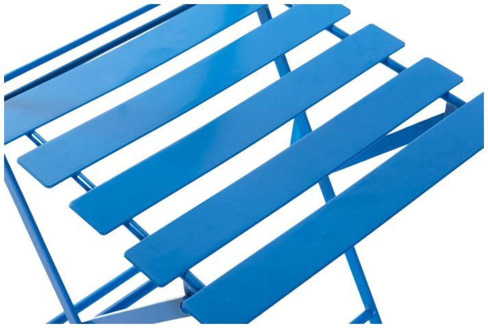 Product photograph of Blue Metal Folding Round Dining Set With 2 Chairs from Choice Furniture Superstore.