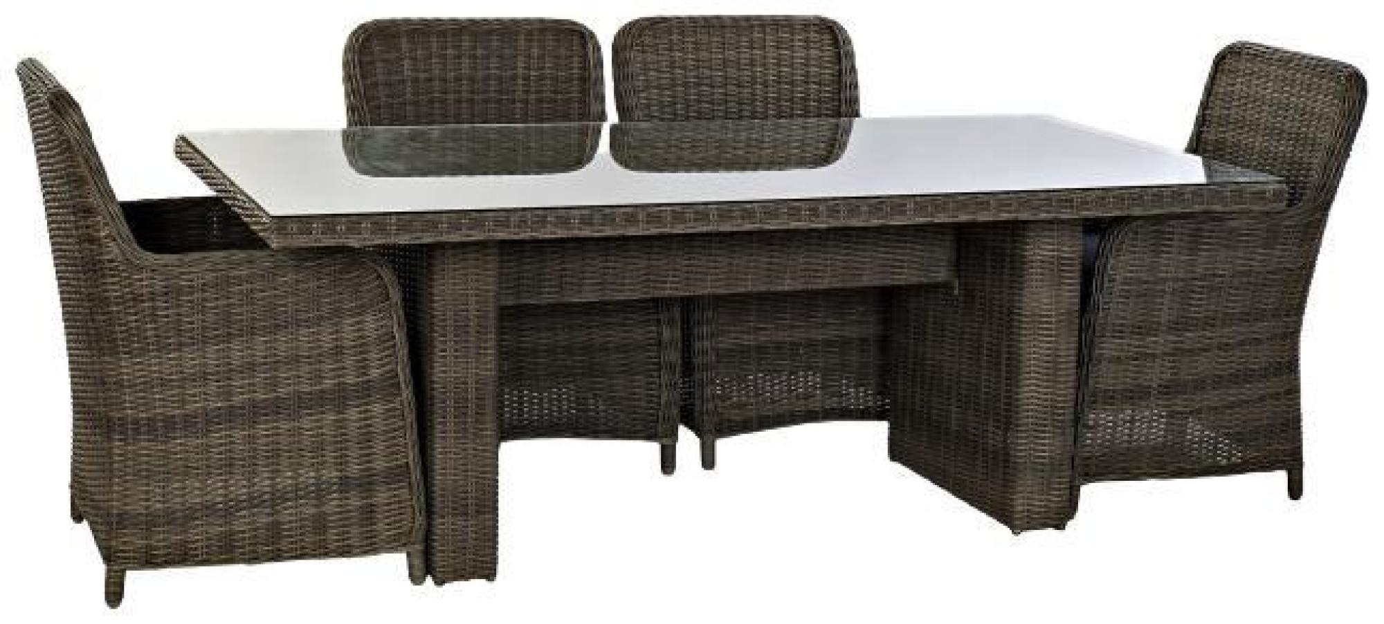 Product photograph of Garden Brown Rattan 200cm Rectangular Dining Table With Glass from Choice Furniture Superstore.