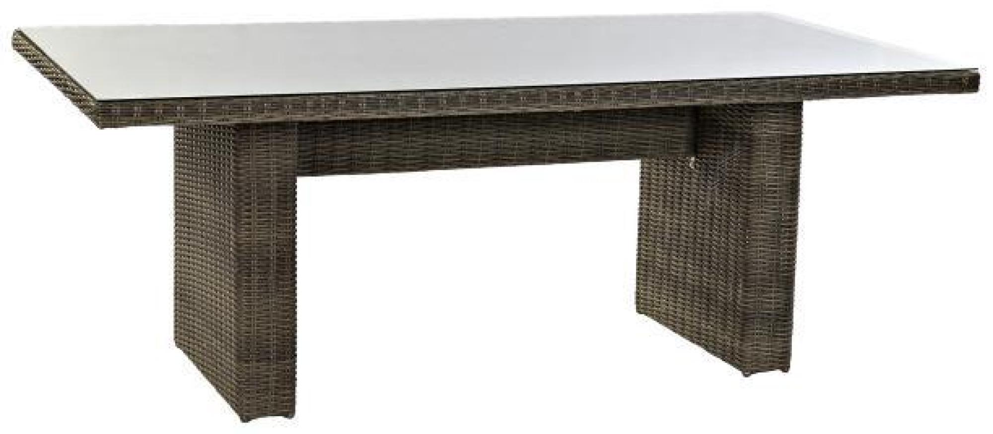 Product photograph of Garden Brown Rattan 200cm Rectangular Dining Table With Glass from Choice Furniture Superstore.