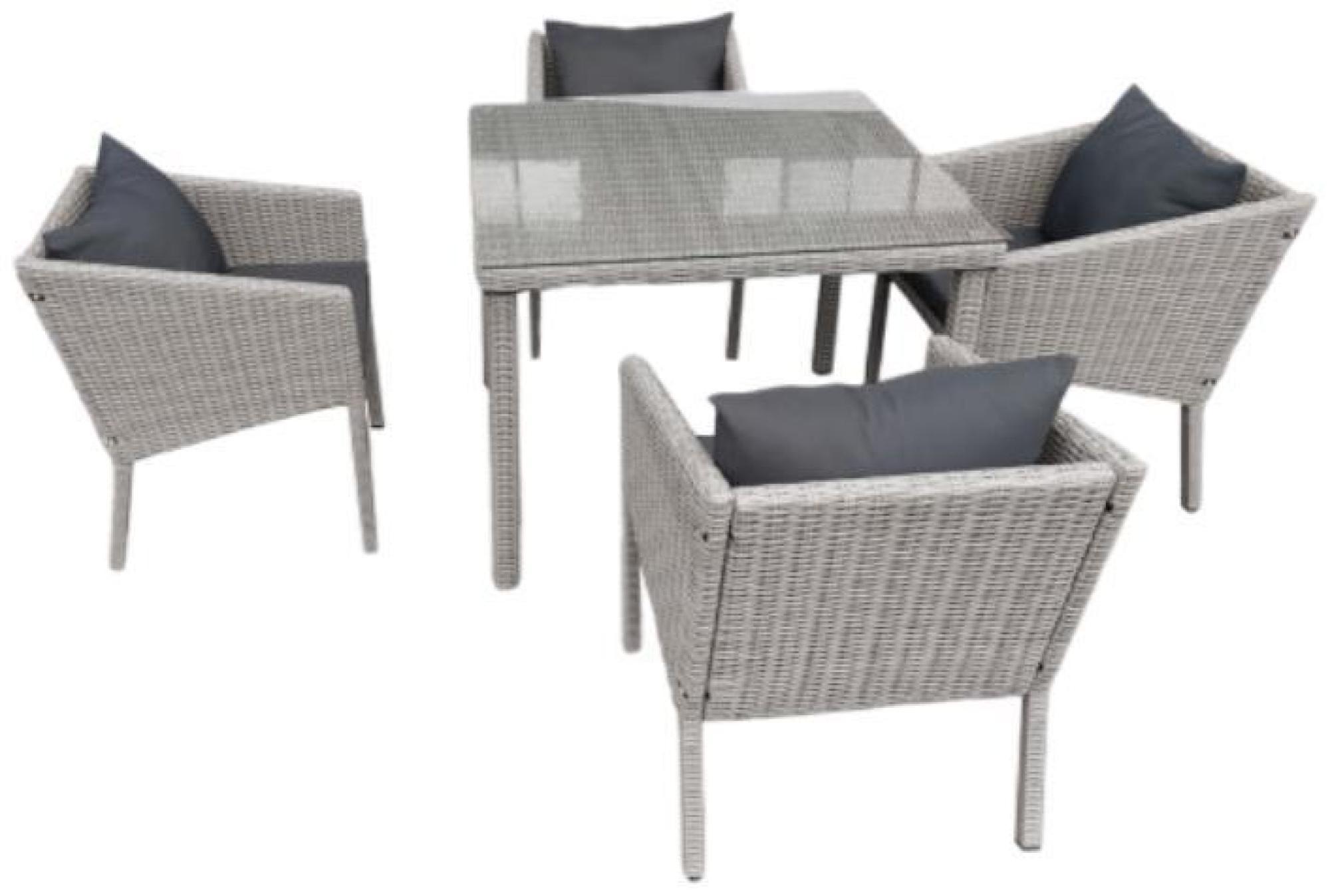 Product photograph of Claremont Garden Grey Rattan Dining Table Set 4 Chair from Choice Furniture Superstore.