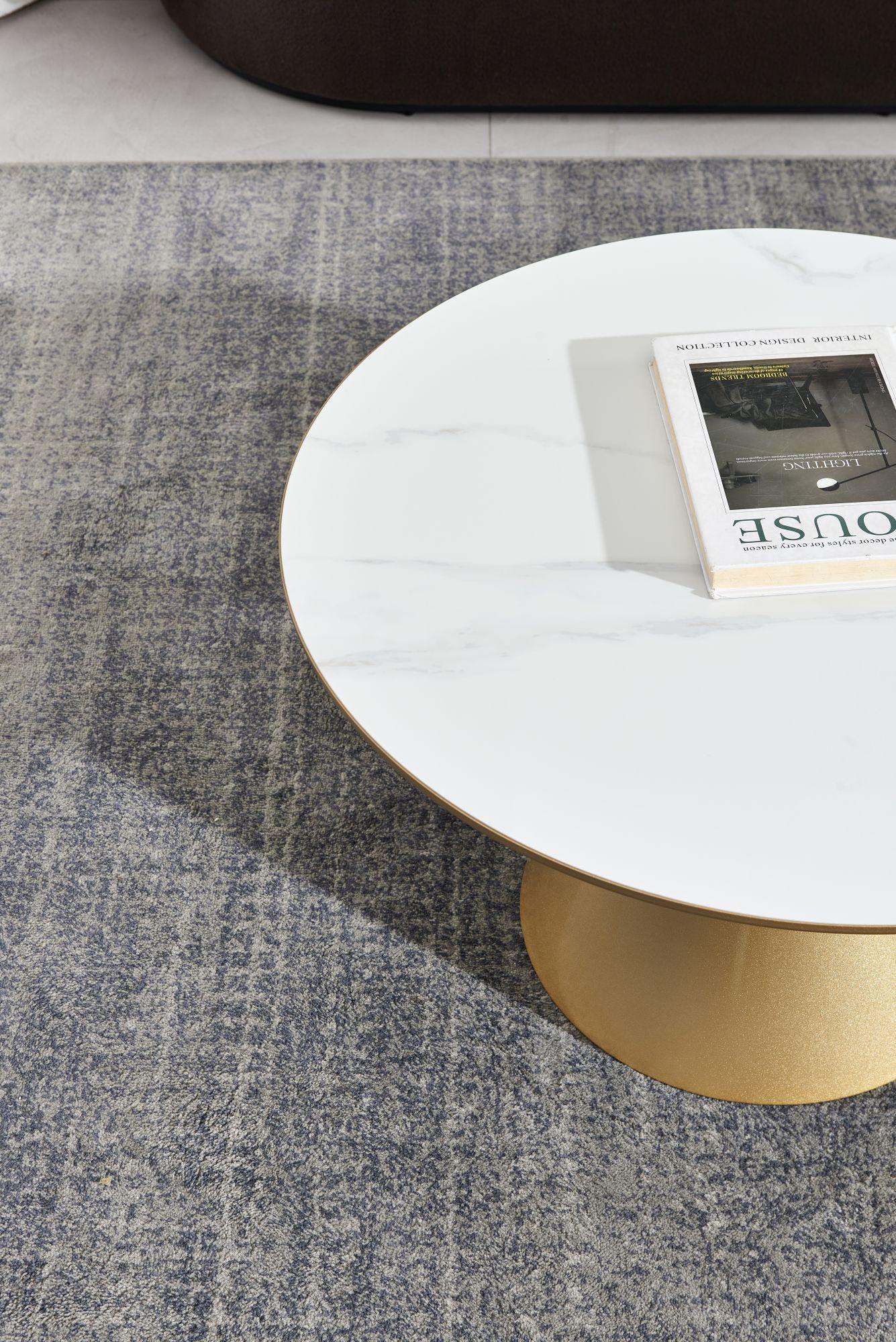 Product photograph of Funnel White Ceramic Round Coffee Table With Gold Trim from Choice Furniture Superstore.