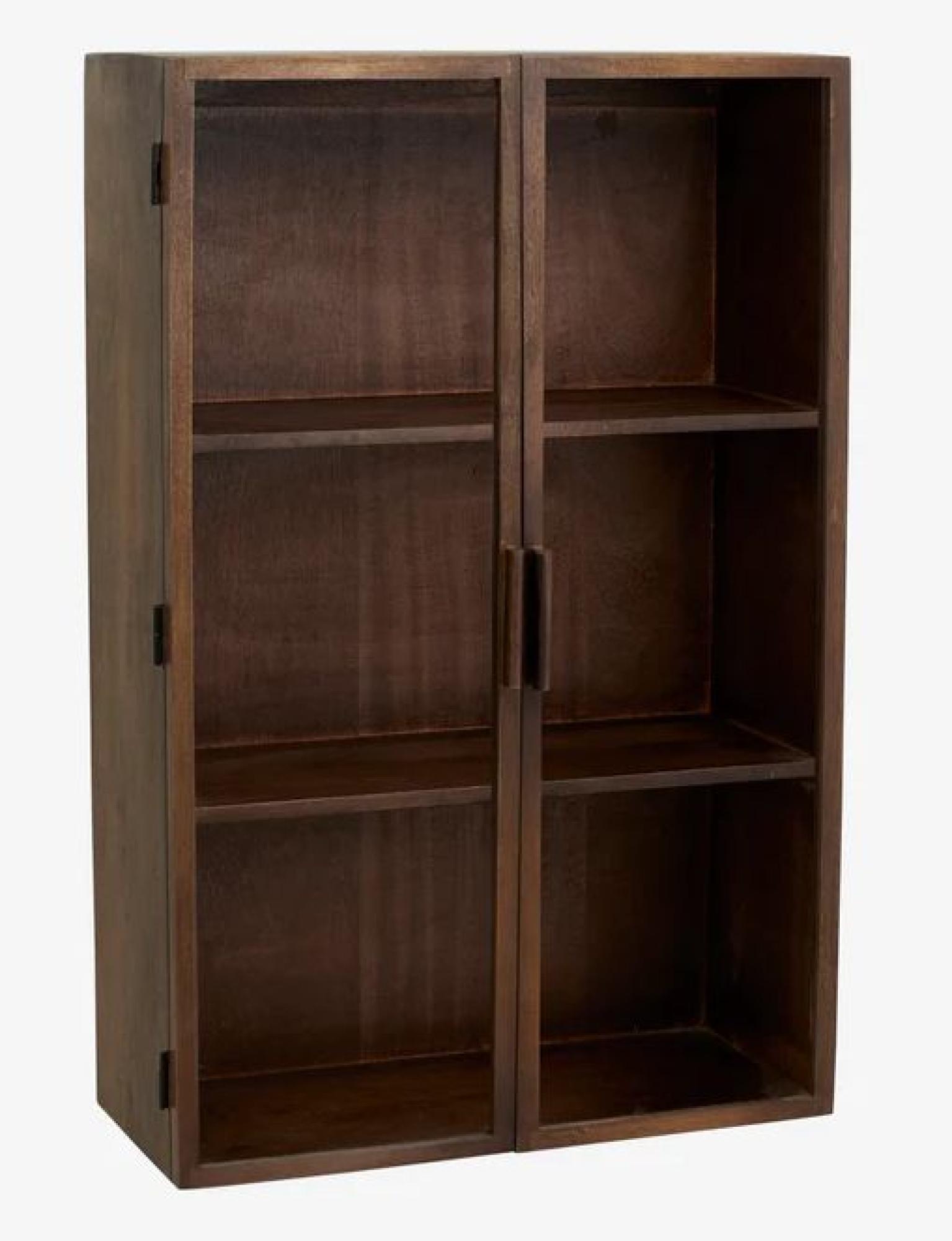 Product photograph of Nordal Nango Dark Brown Mango Wood 2 Door Wall Cabinet from Choice Furniture Superstore.