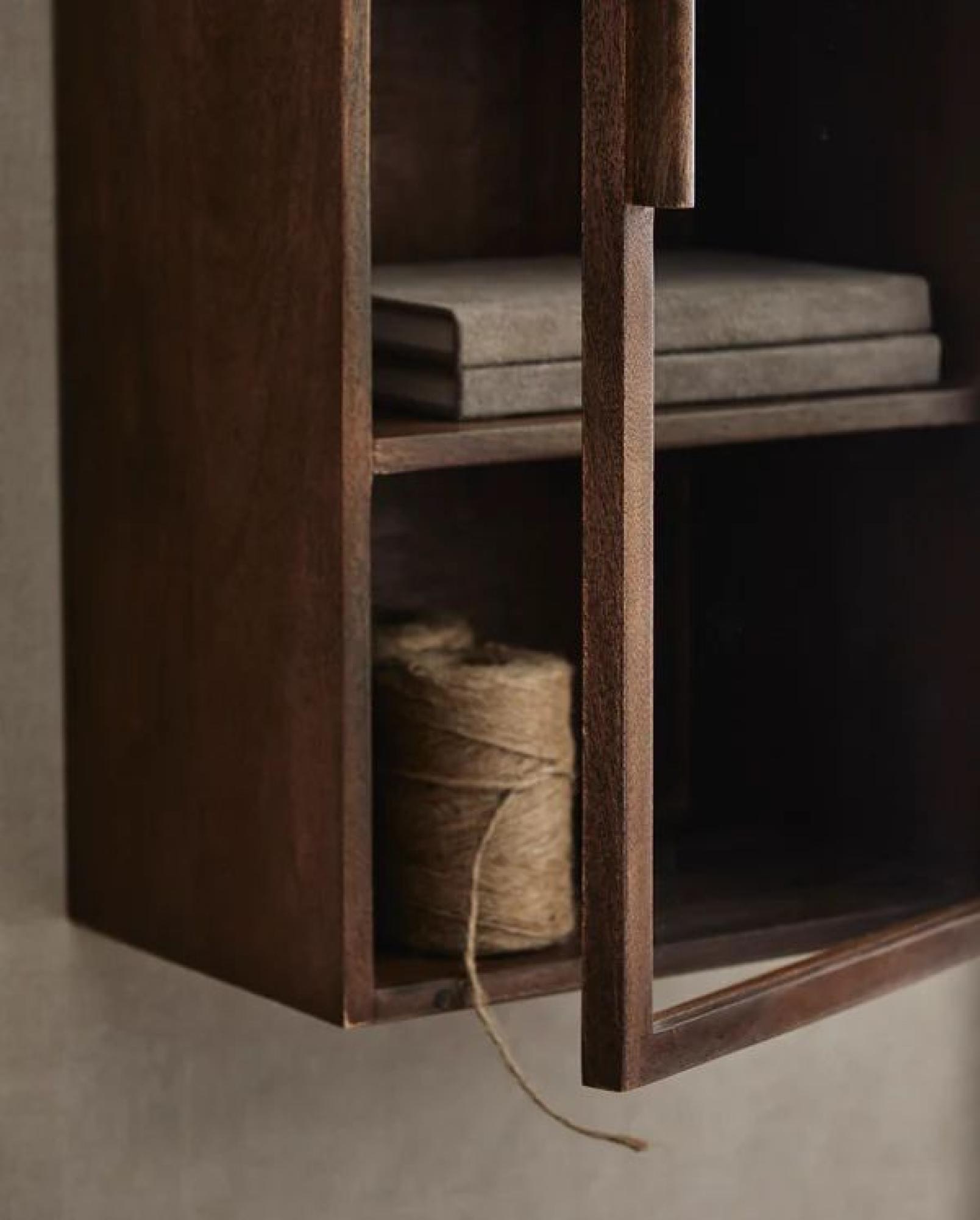 Product photograph of Nordal Nango Dark Brown Mango Wood 2 Door Wall Cabinet from Choice Furniture Superstore.
