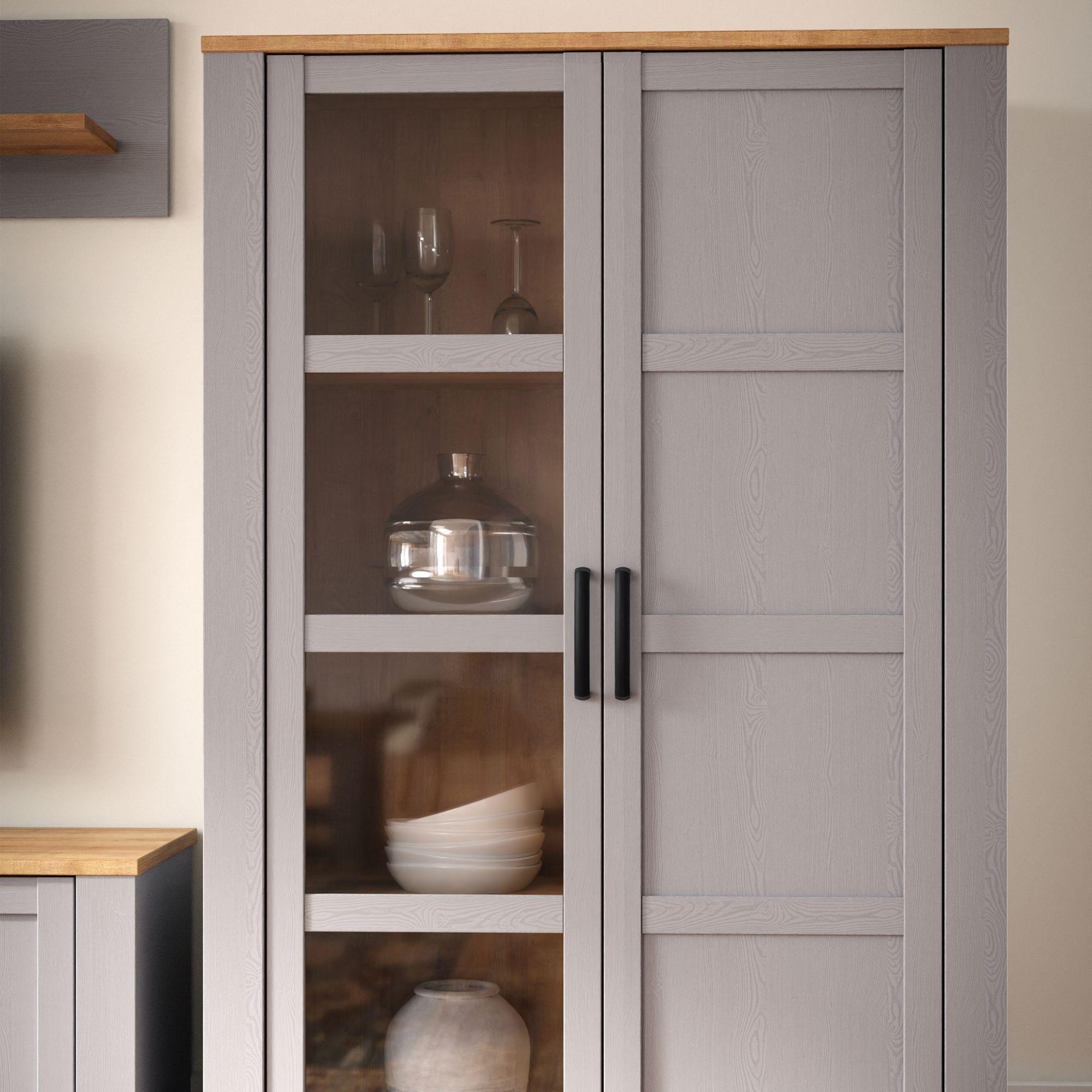 Product photograph of Bohol Grey 2 Door Display Cabinet from Choice Furniture Superstore.