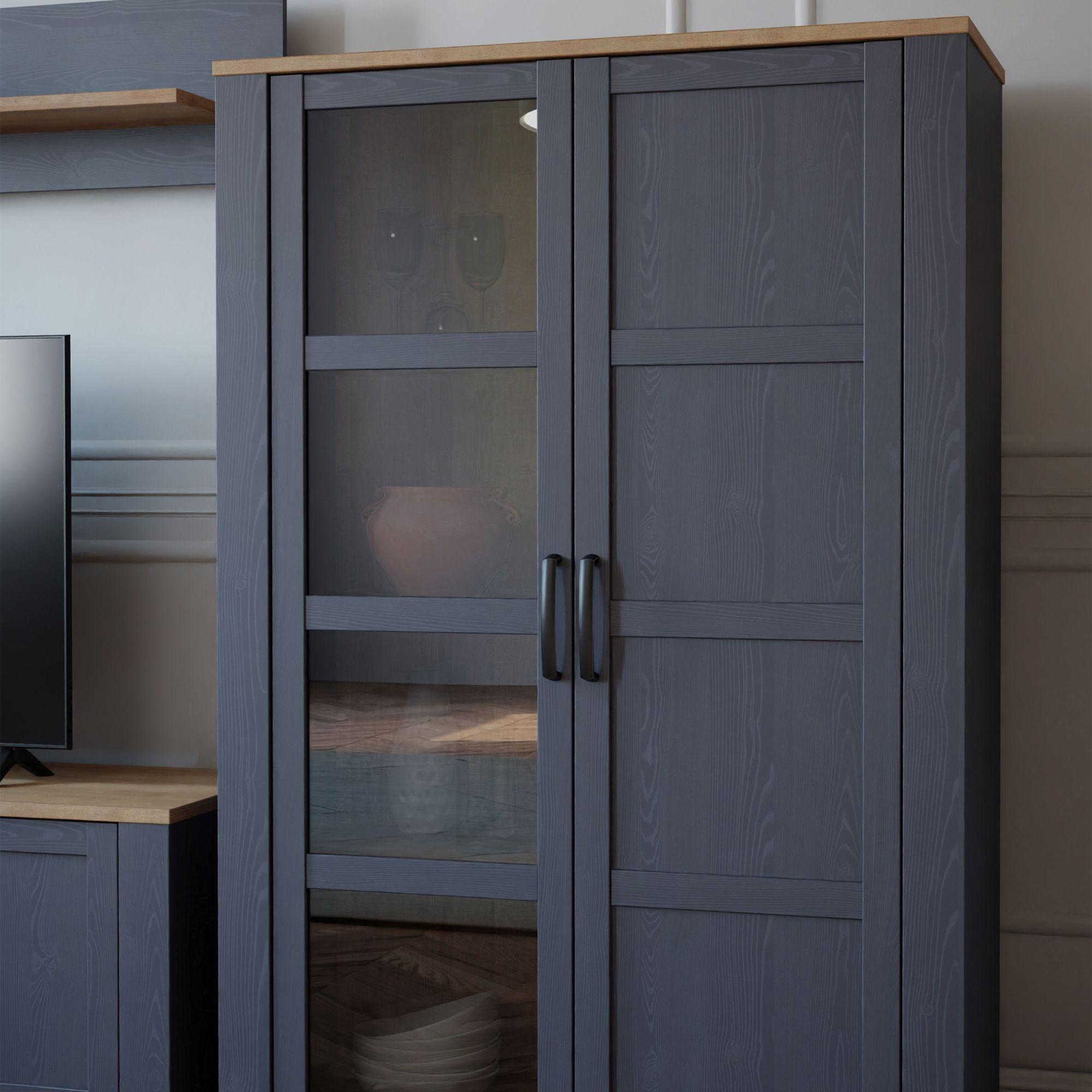 Product photograph of Bohol Blue 2 Door Display Cabinet from Choice Furniture Superstore.