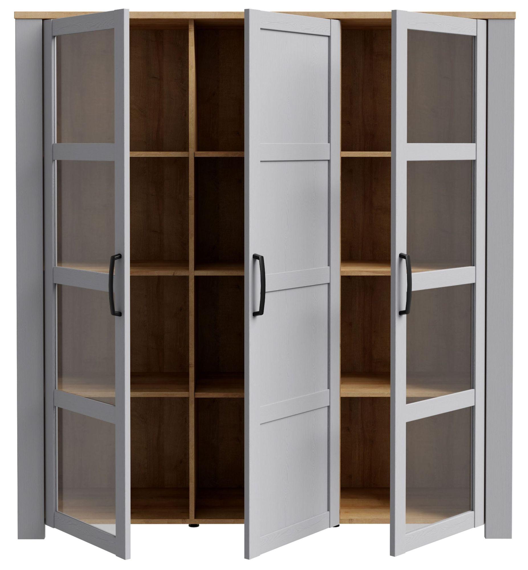 Product photograph of Bohol Grey 3 Door Large Display Cabinet from Choice Furniture Superstore.