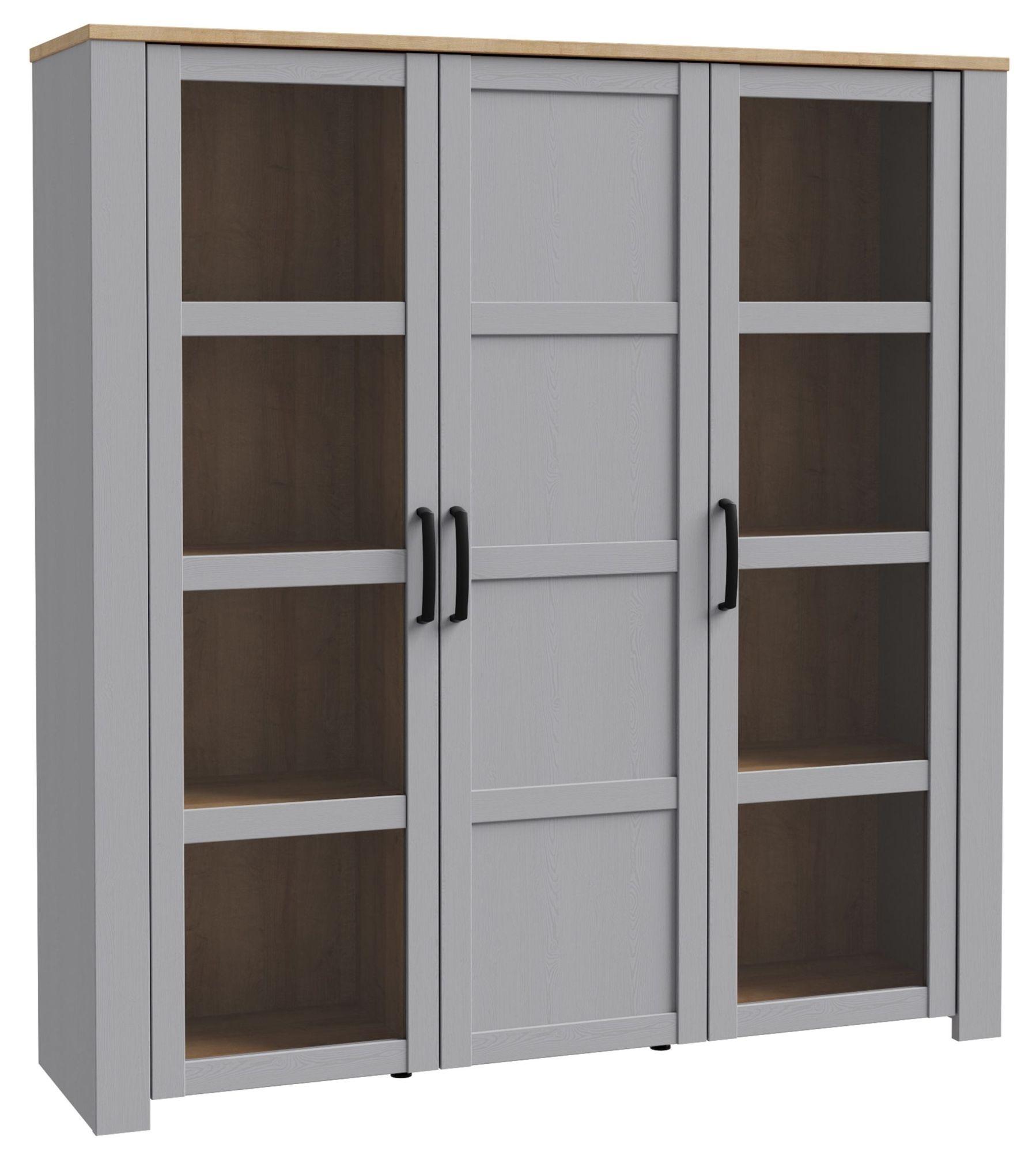 Product photograph of Bohol Grey 3 Door Large Display Cabinet from Choice Furniture Superstore.