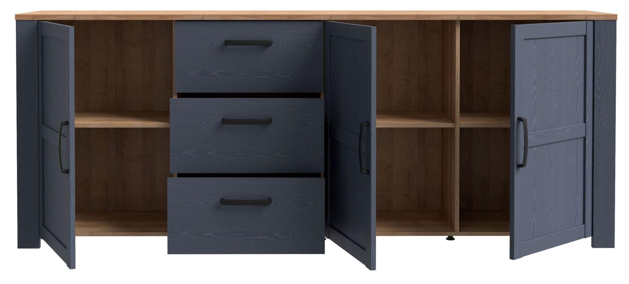 Product photograph of Bohol Blue Extra Large 3 Door Sideboard from Choice Furniture Superstore.