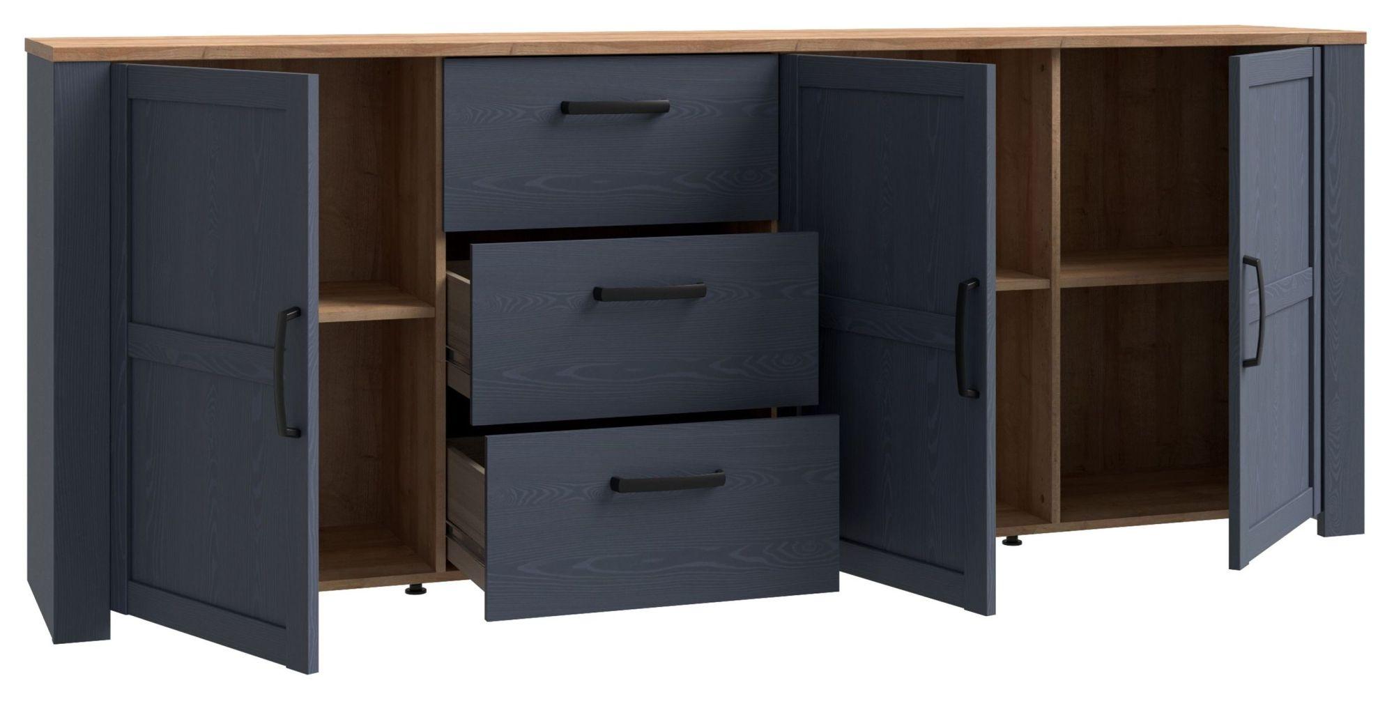 Product photograph of Bohol Blue Extra Large 3 Door Sideboard from Choice Furniture Superstore.