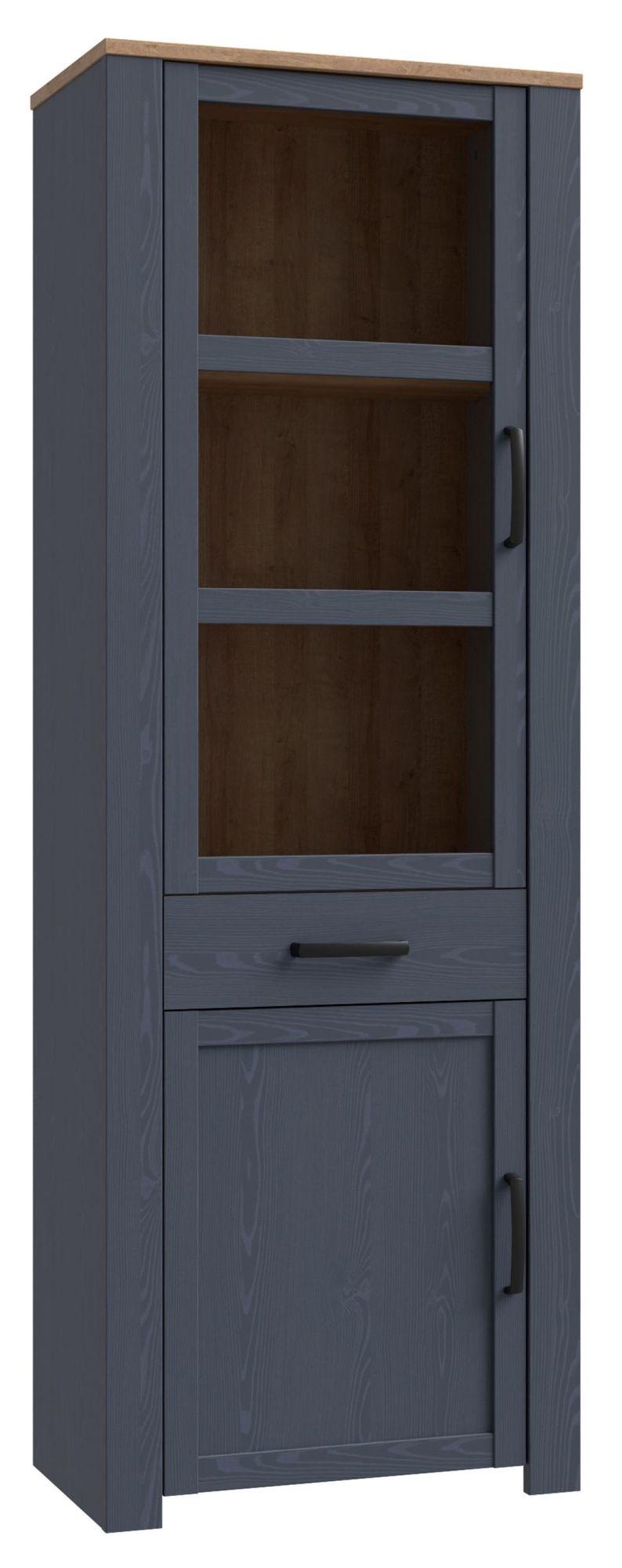 Product photograph of Bohol Blue Narrow Display Cabinet from Choice Furniture Superstore.