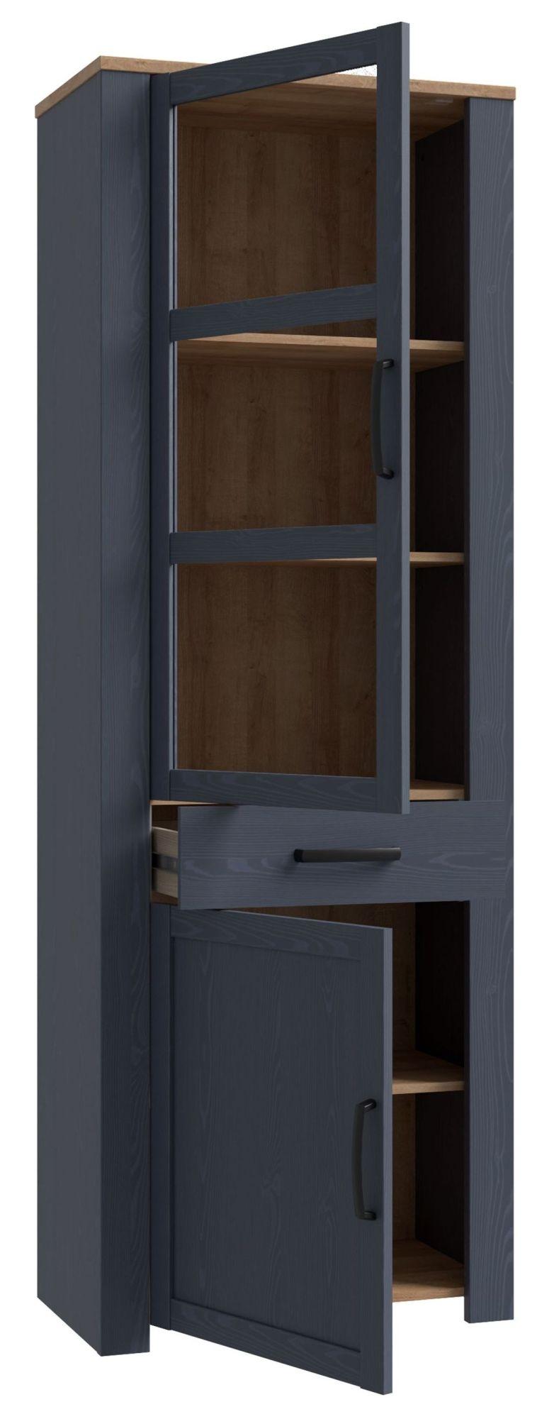 Product photograph of Bohol Blue Narrow Display Cabinet from Choice Furniture Superstore.