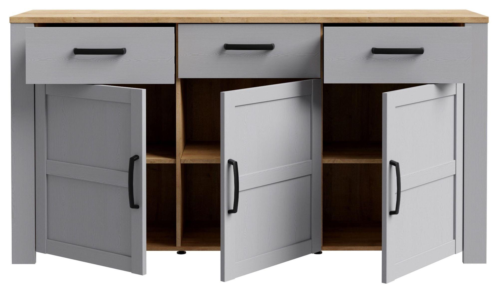 Product photograph of Bohol Grey Medium 3 Door Sideboard from Choice Furniture Superstore.