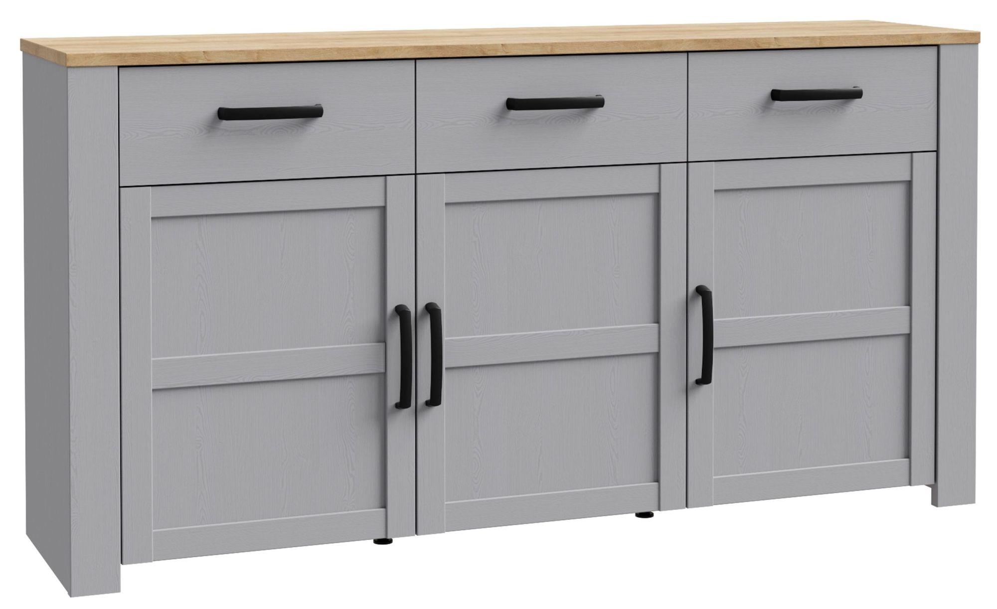 Product photograph of Bohol Grey Medium 3 Door Sideboard from Choice Furniture Superstore.