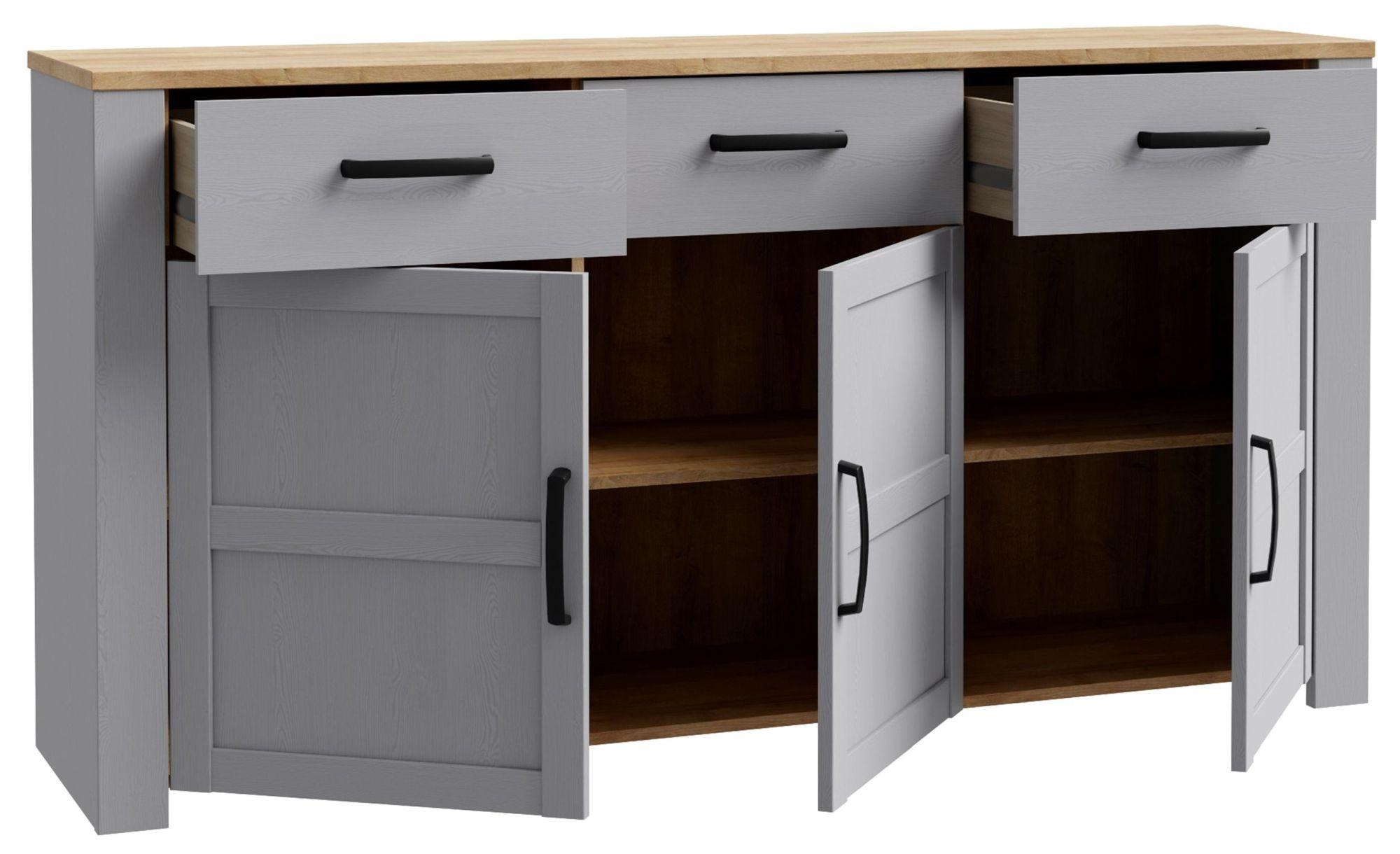 Product photograph of Bohol Grey Medium 3 Door Sideboard from Choice Furniture Superstore.