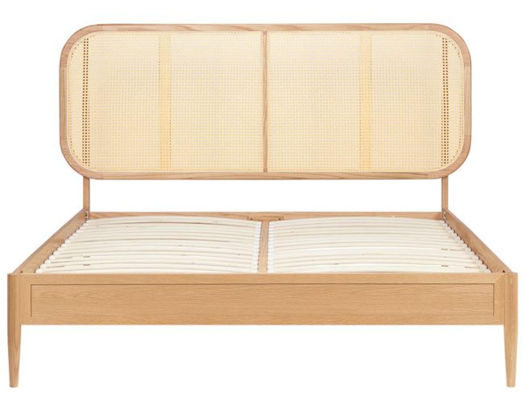 Product photograph of Elina Oak Rattan Bed - Sizes Available from Choice Furniture Superstore.