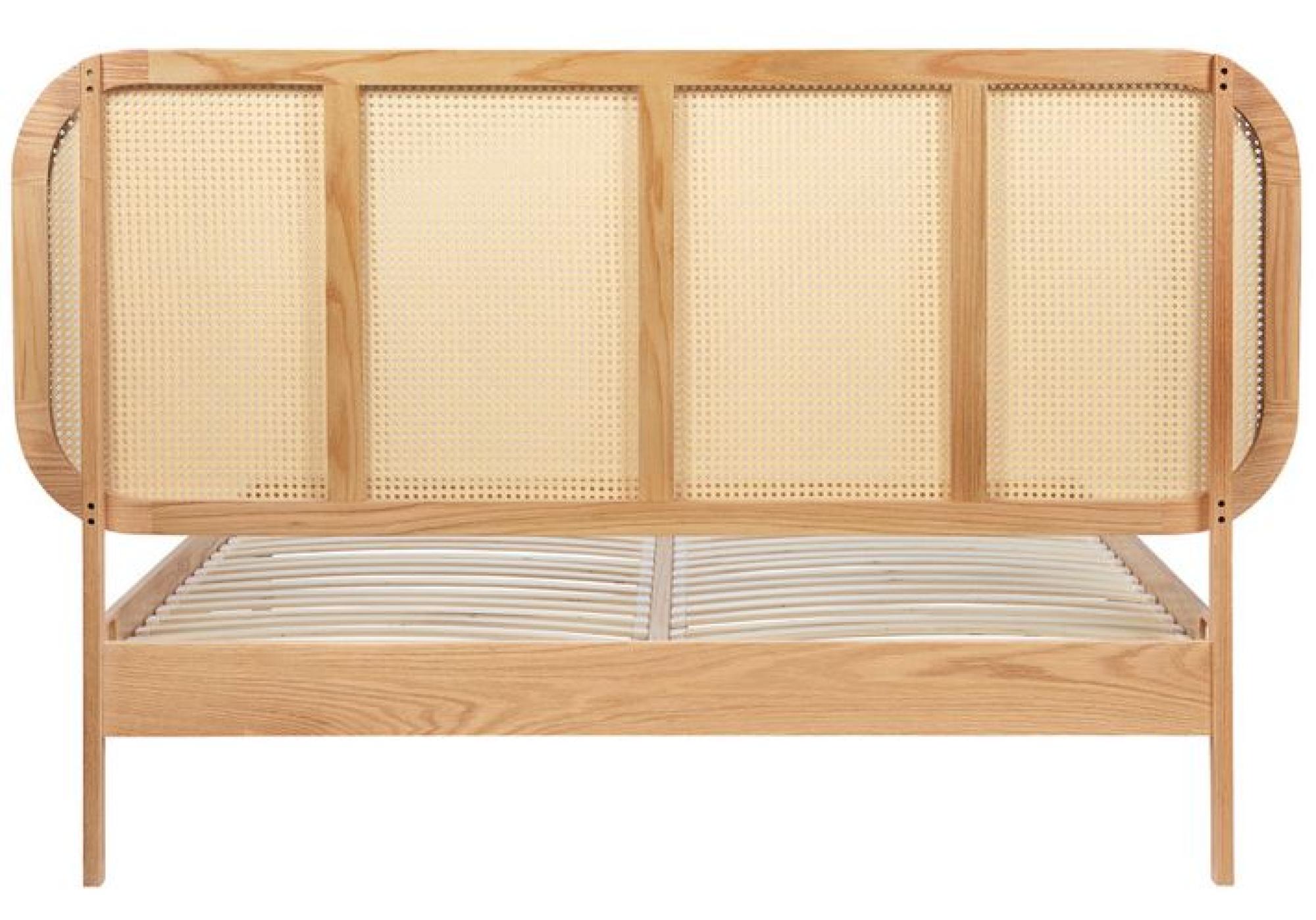 Product photograph of Elina Oak Rattan Bed - Sizes Available from Choice Furniture Superstore.