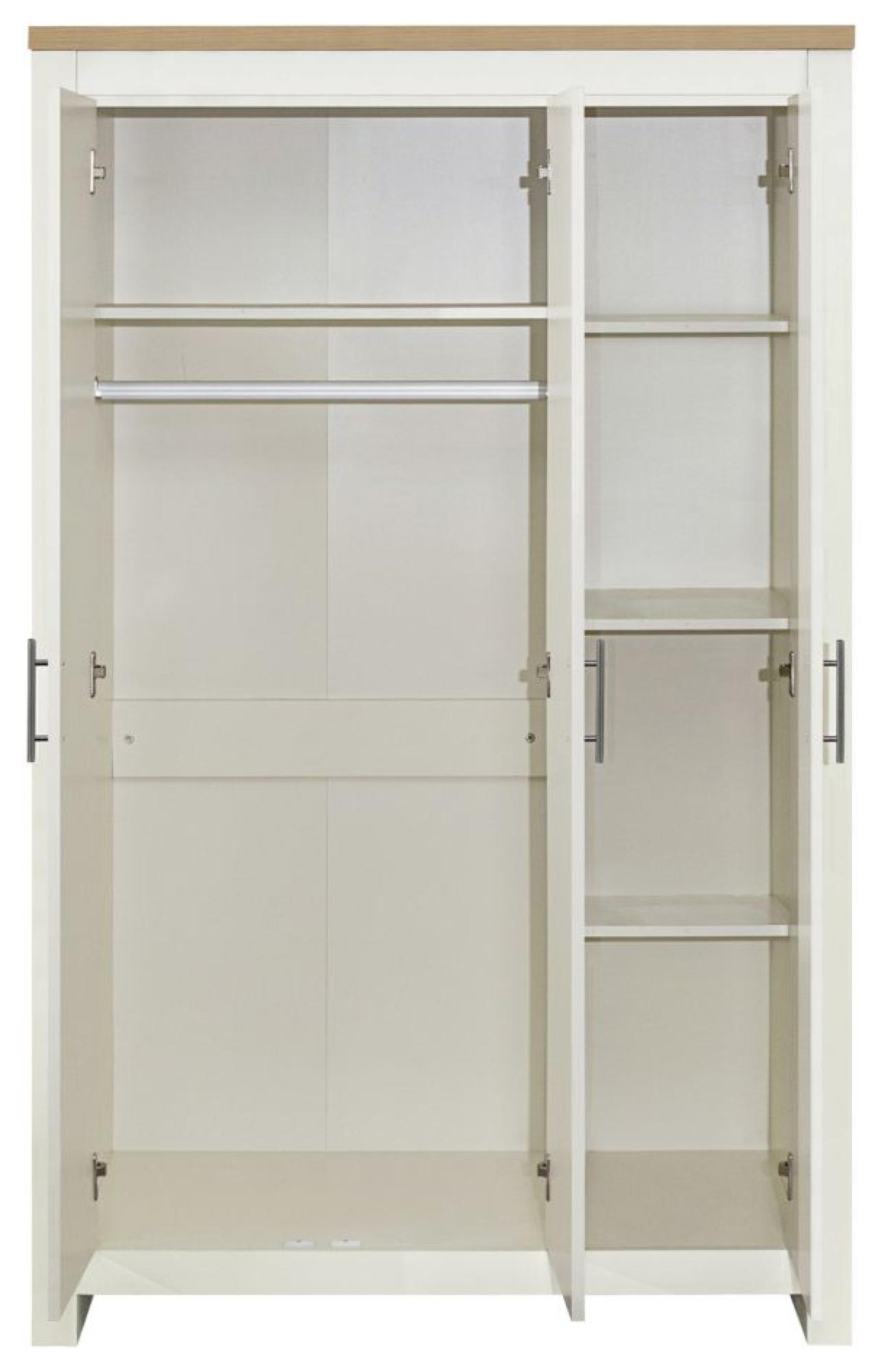 Product photograph of Highgate Cream And Oak Effect 3 Door Wardrobe With Mirror from Choice Furniture Superstore.