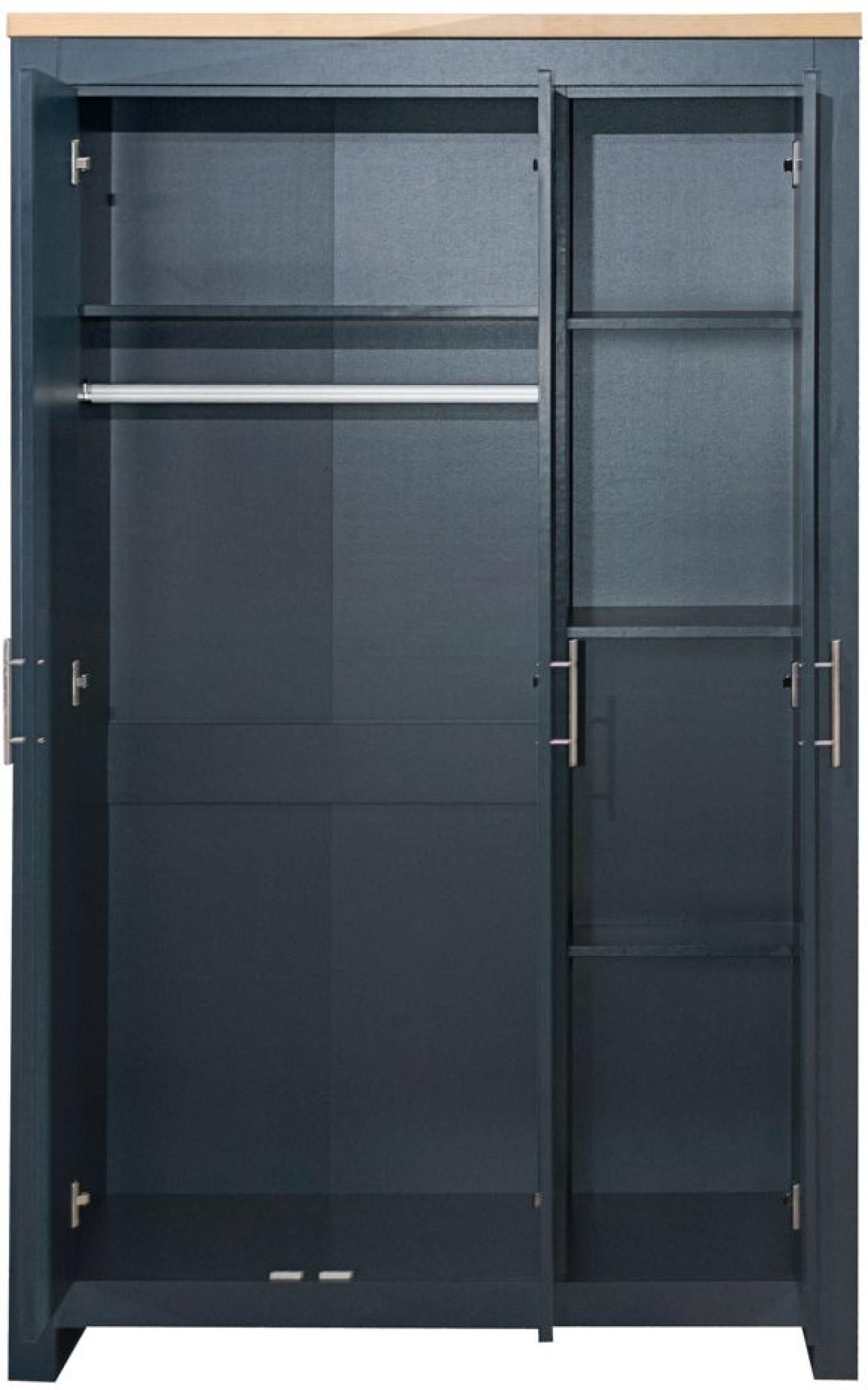 Product photograph of Highgate Navy Blue And Oak Effect 3 Door Wardrobe With Mirror from Choice Furniture Superstore.