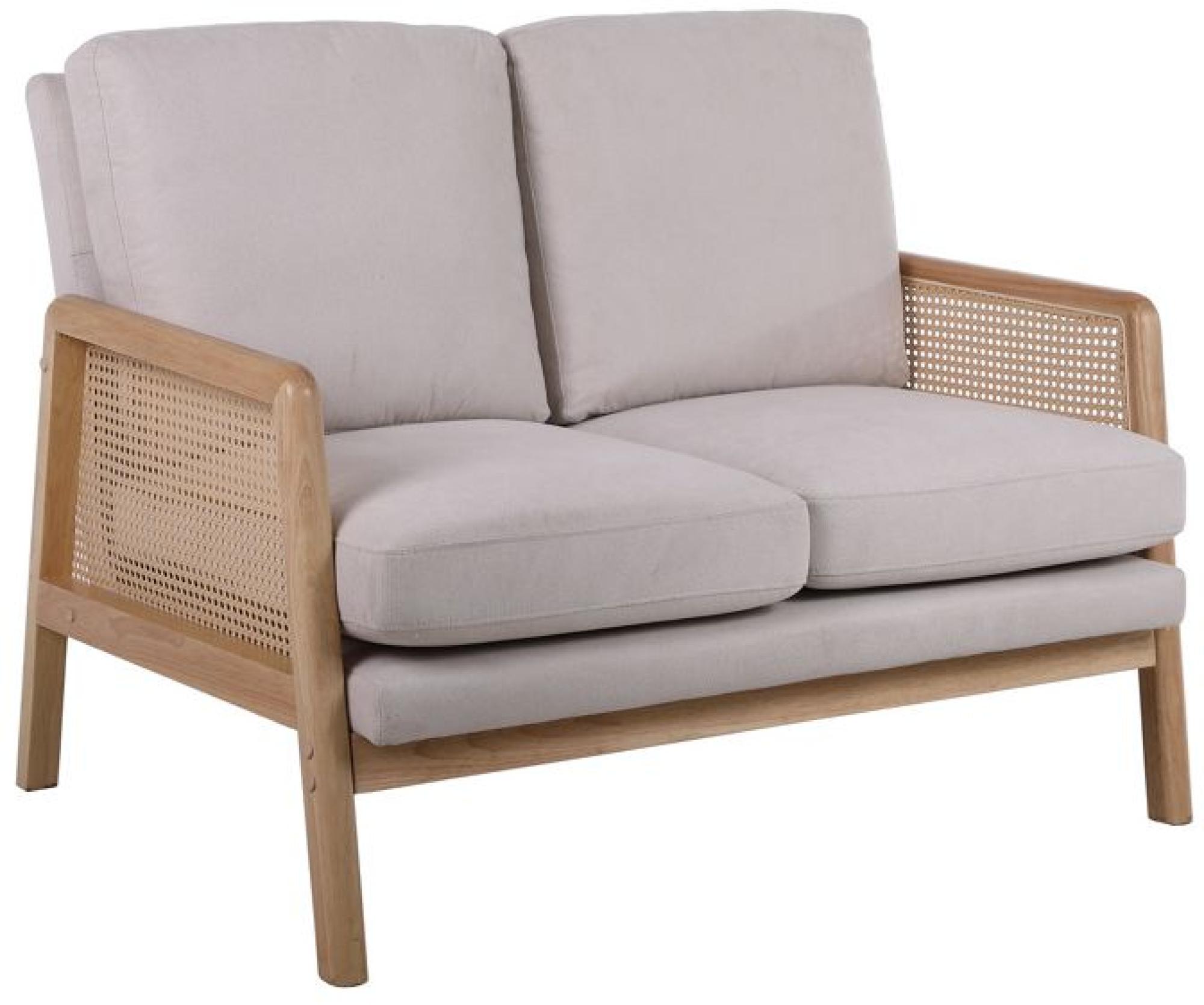 Product photograph of Ida Cream Fabric Rattan 2 Seater Sofa from Choice Furniture Superstore.