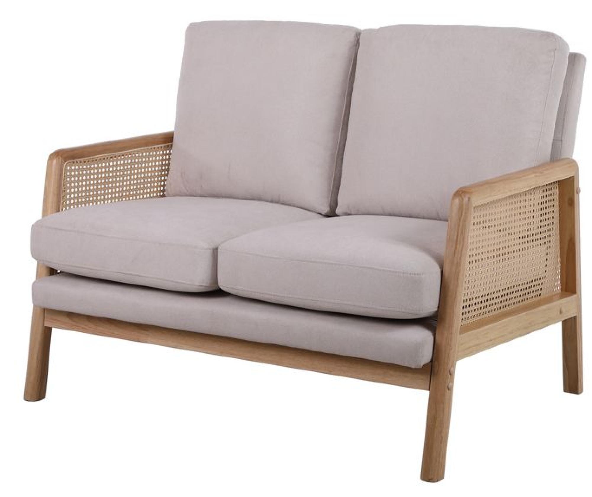 Product photograph of Ida Cream Fabric Rattan 2 Seater Sofa from Choice Furniture Superstore.