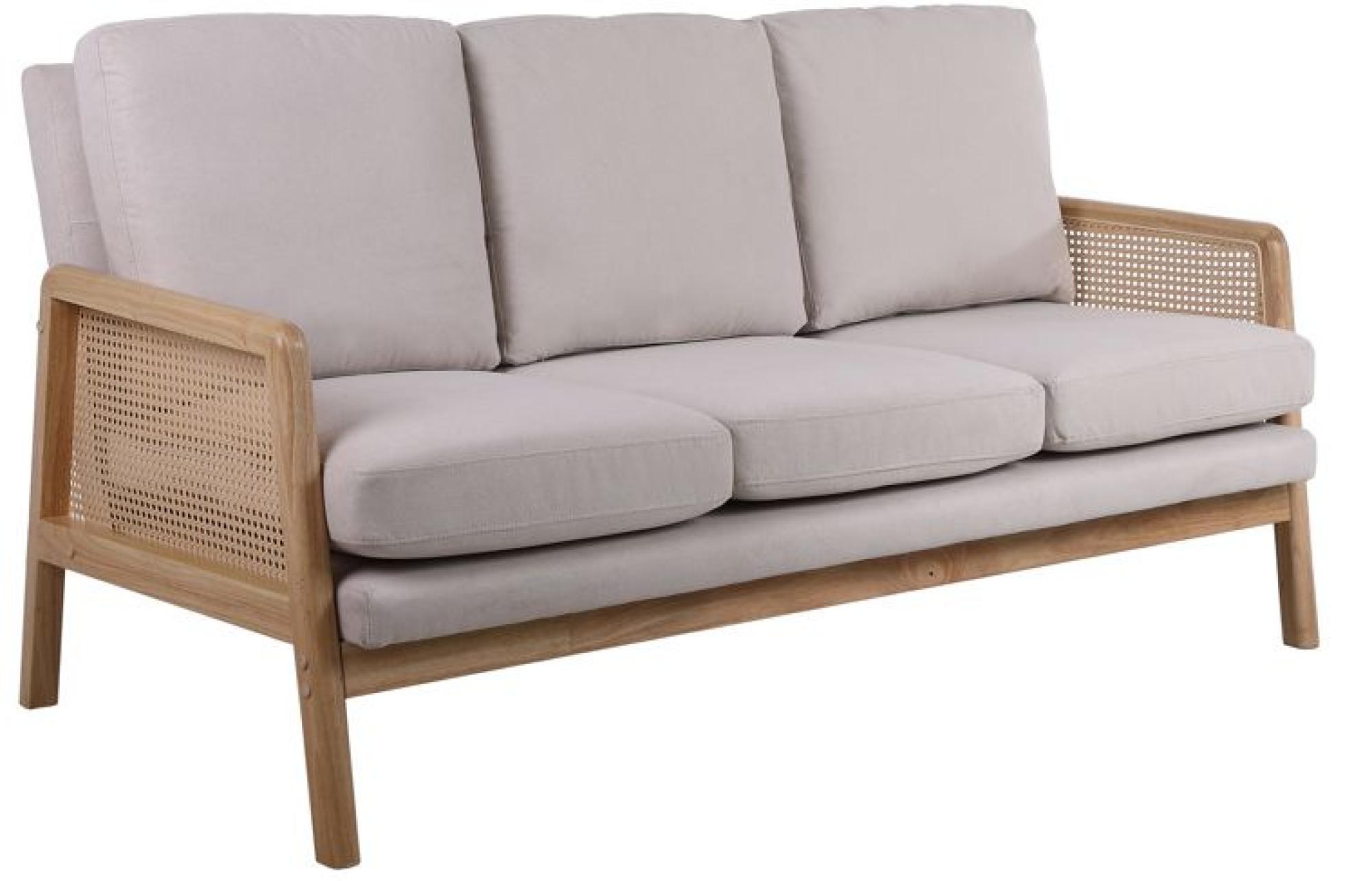 Product photograph of Ida Cream Fabric Rattan 3 Seater Sofa from Choice Furniture Superstore.