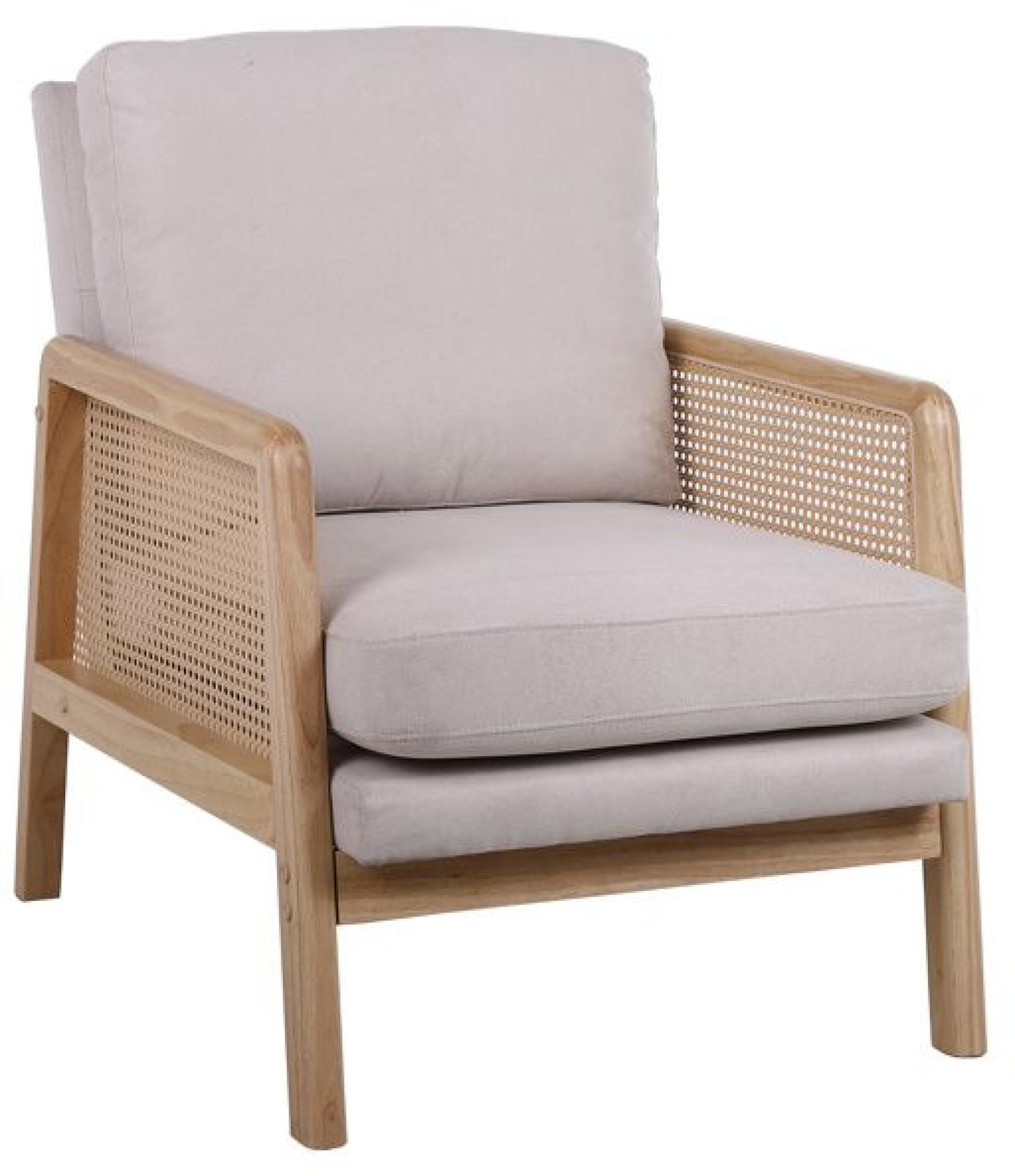 Product photograph of Ida Cream Fabric Rattan Armchair from Choice Furniture Superstore.