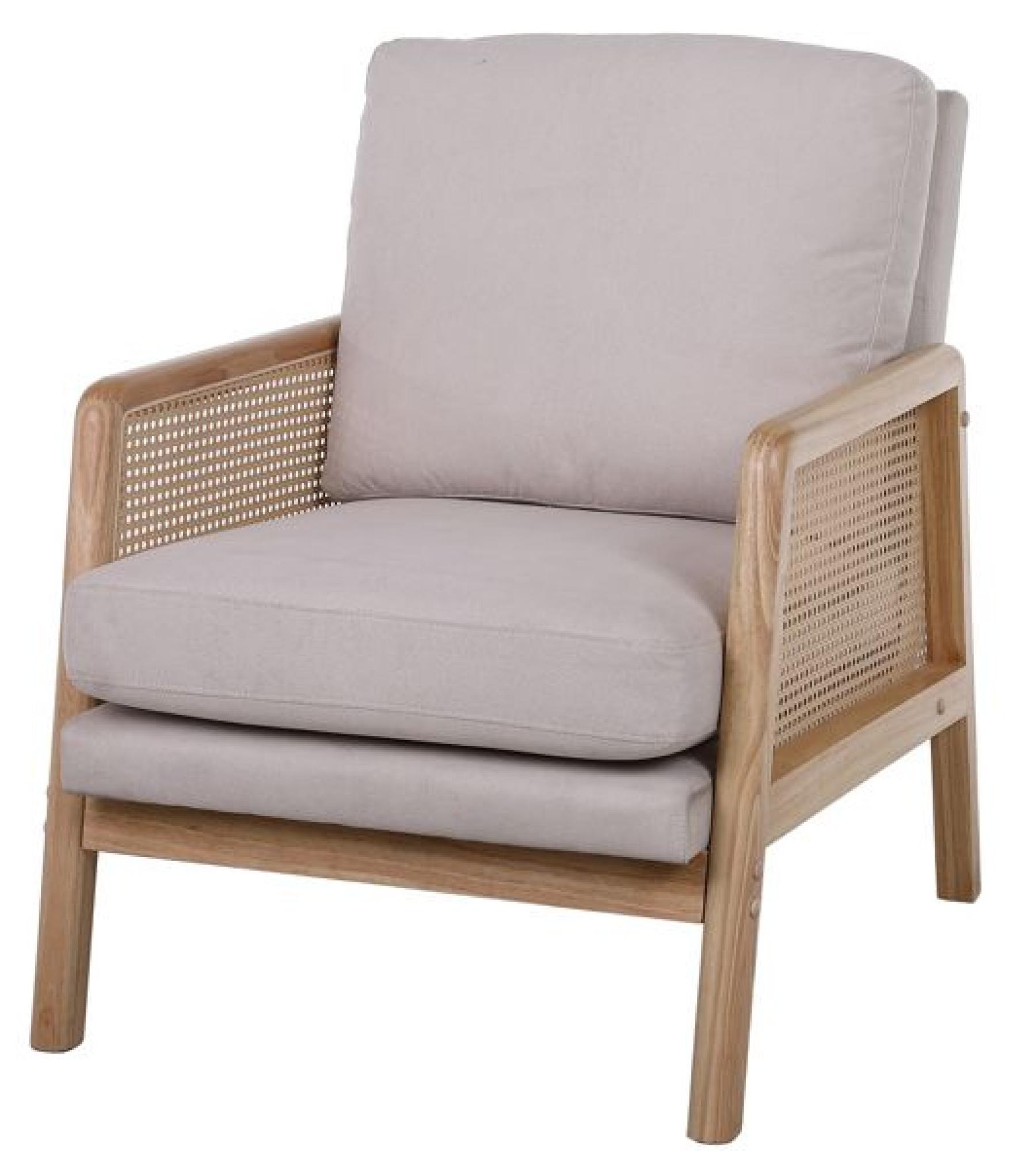 Product photograph of Ida Cream Fabric Rattan Armchair from Choice Furniture Superstore.